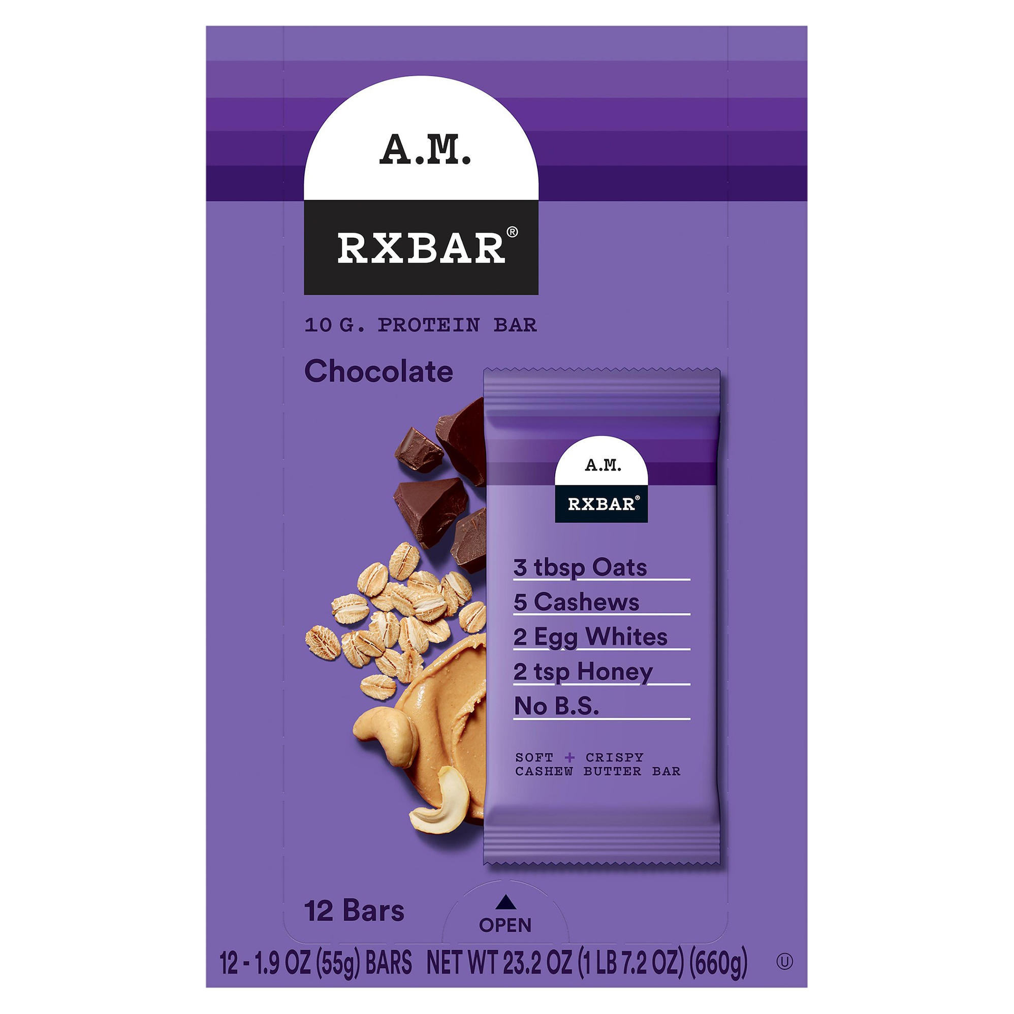 Rxbar Chocolate Protein Bars 12-1.9 Oz Wrappers