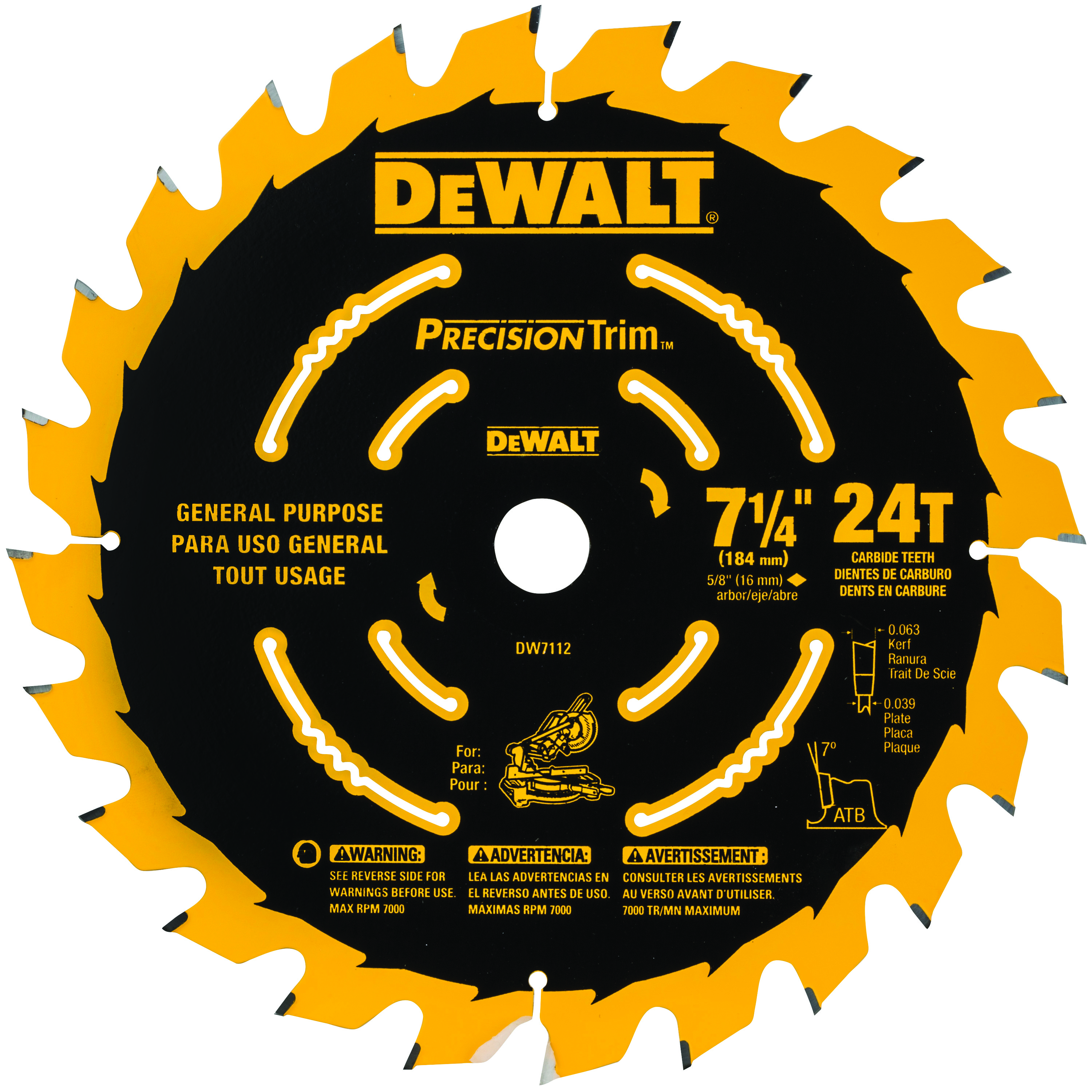 DeWalt DW7112PT Miter Saw Blade 7-1/4 in 24T