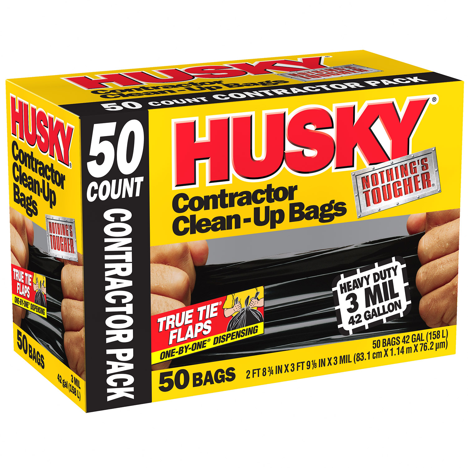 HUSKY CONTRACTOR PACK CLEAN-UP BAGS TRASH HEAVY DUTY 3mill 42 GALLON 50  BAGS NEW