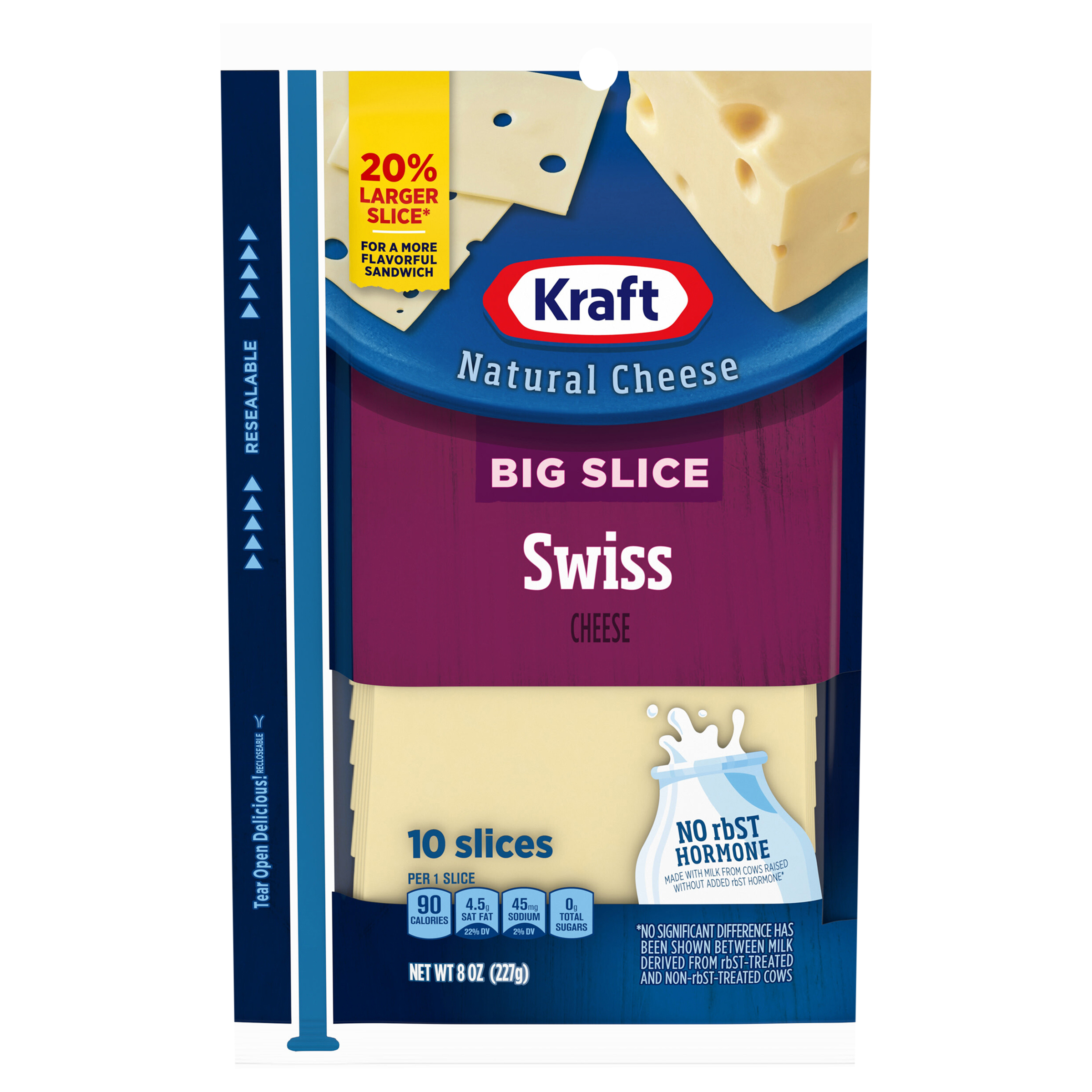 Cheese, Natural, Swiss, Big Slice