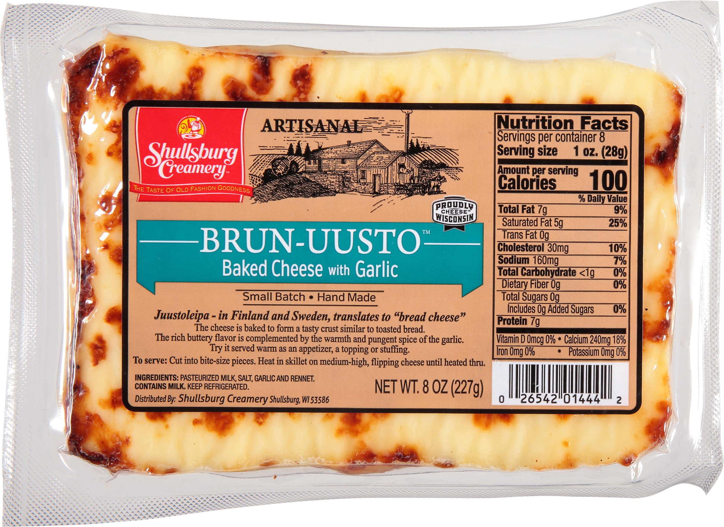 Baked Cheese with Garlic, Brun-Uusto
