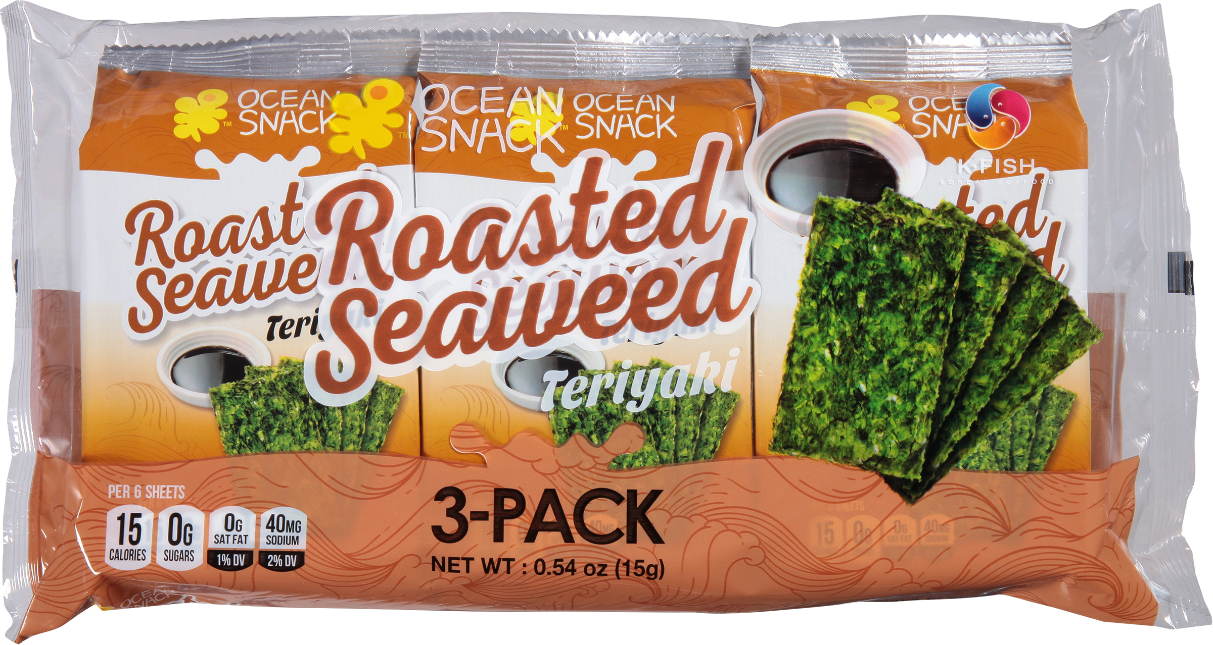 Seaweed, Teriyaki, Roasted, 3 Pack