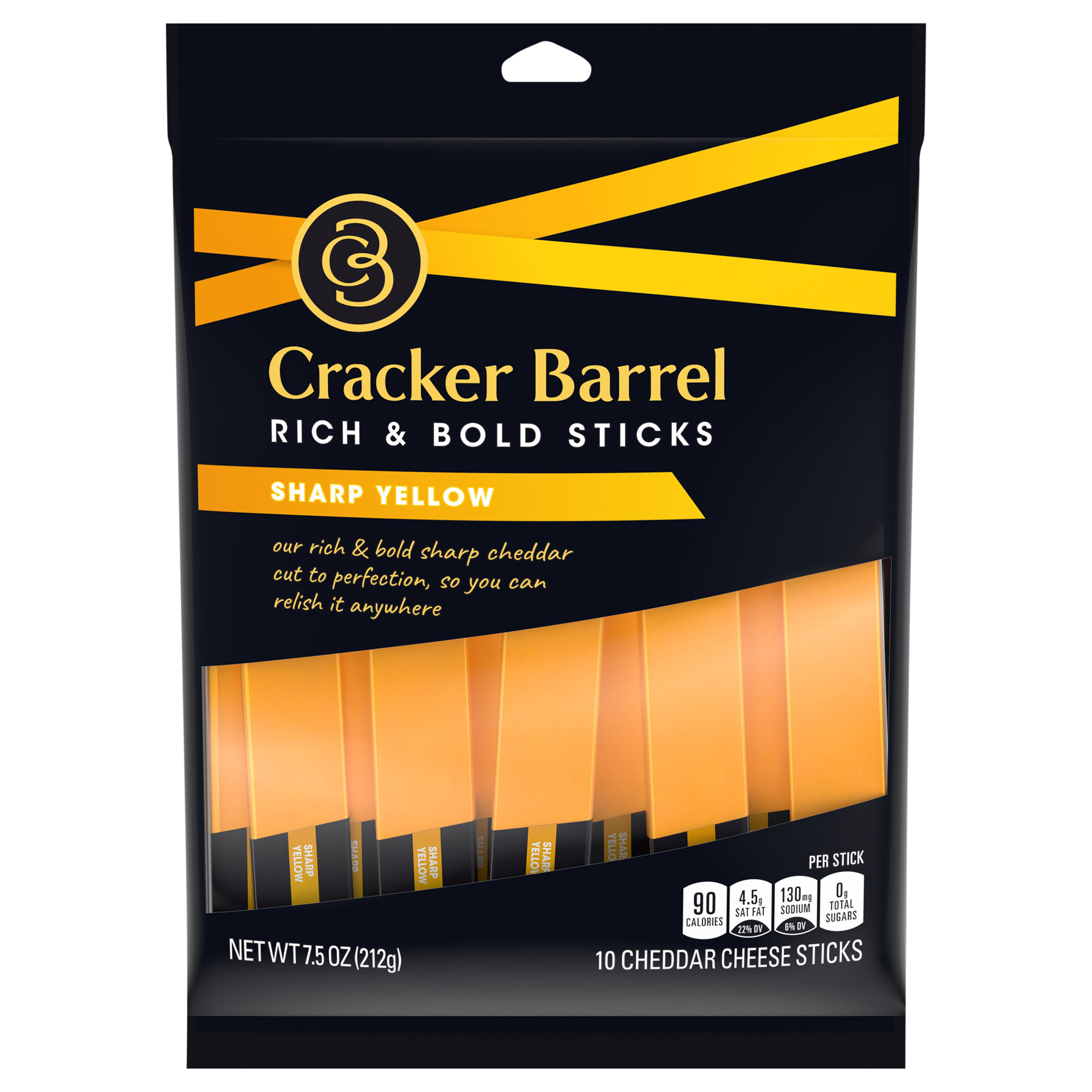 Cheddar Cheese Sticks, Rich & Bold, Sharp Yellow