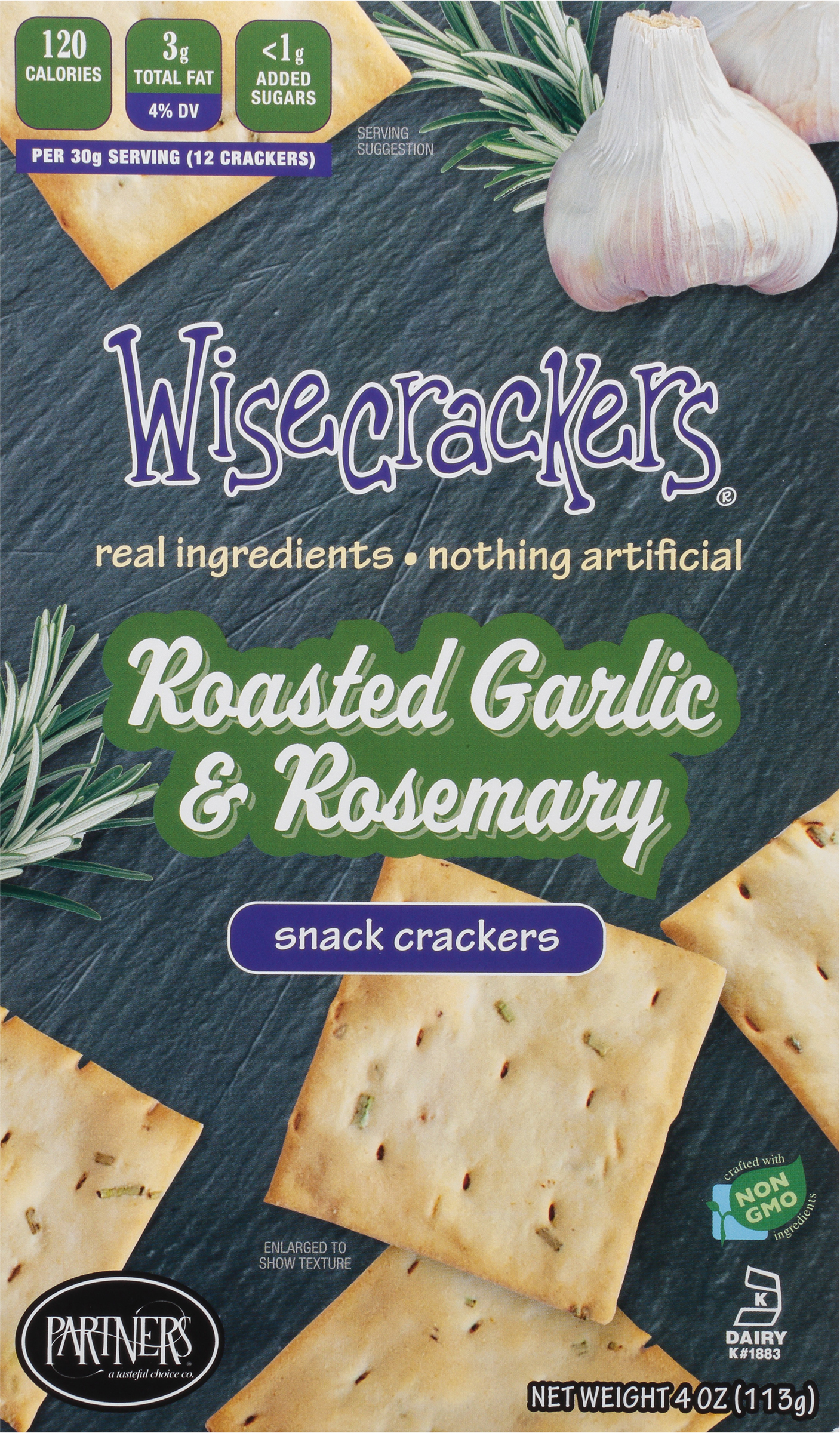 Crackers, Roasted Garlic & Rosemary, Snack