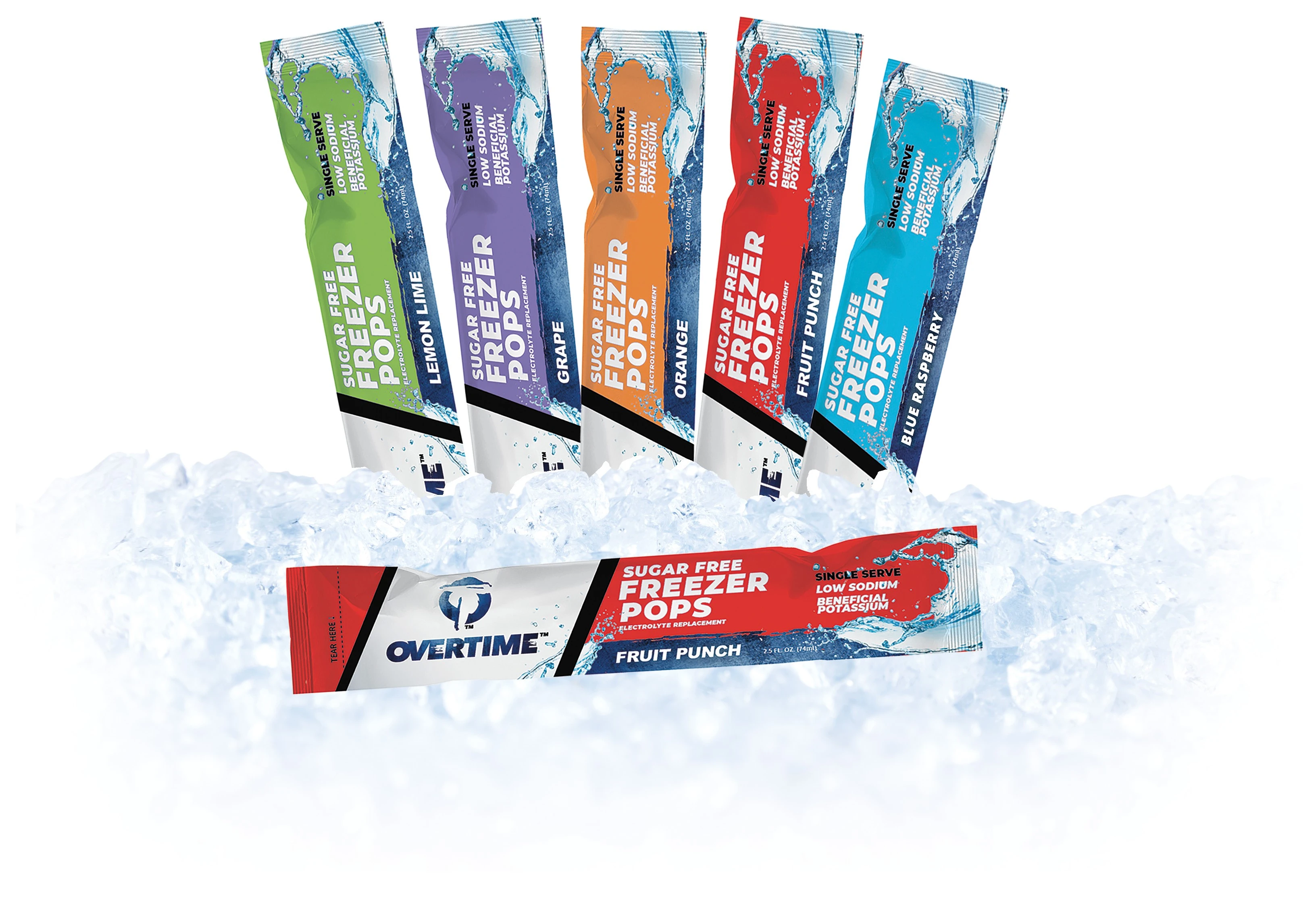 Overtime Electrolyte 3.0 oz. Freezer Pops, 5 Flavor Variety Pack, 30 Each Flavor