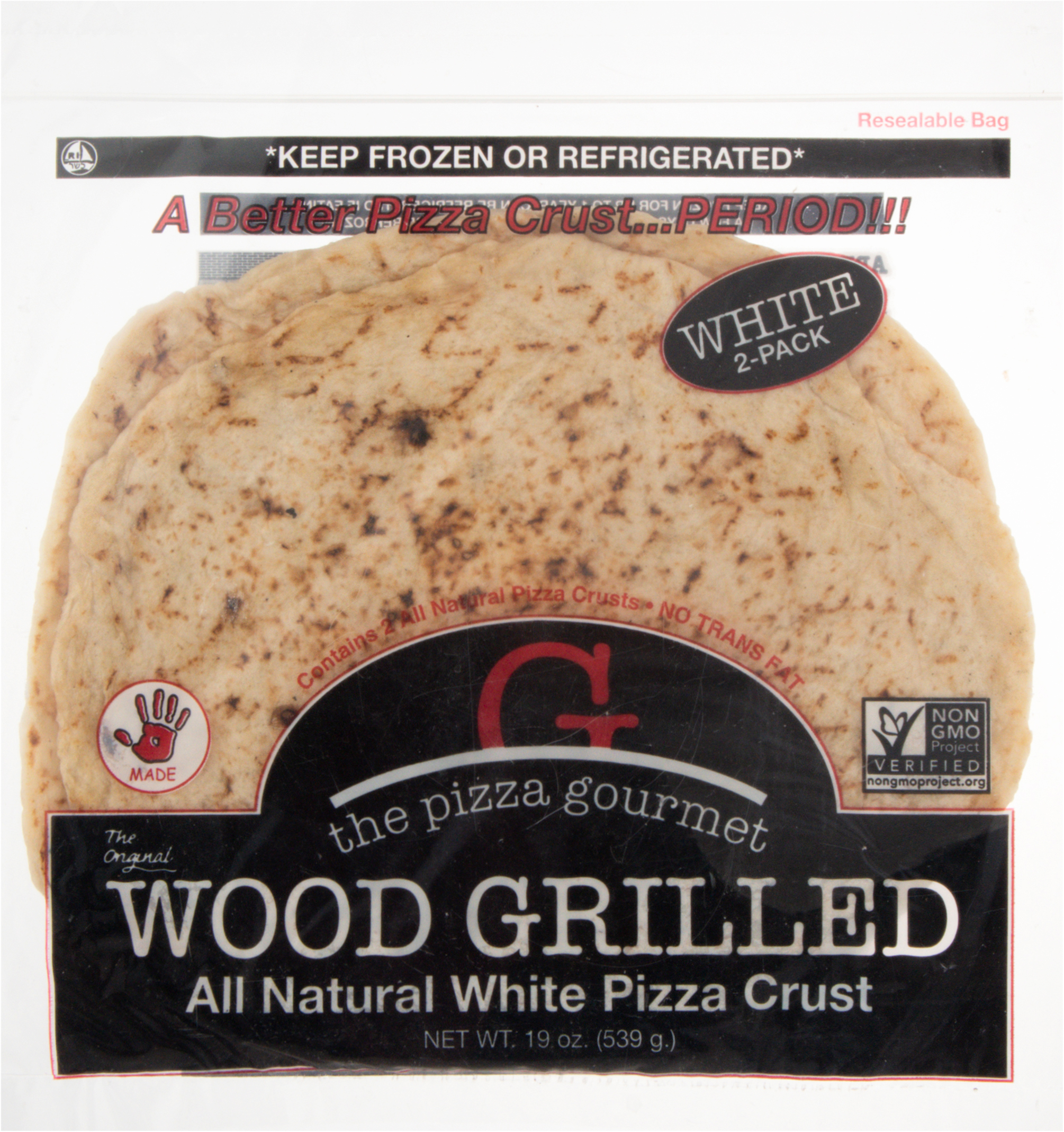 Pizza Crust, Wood Grilled, White, 2-Pack