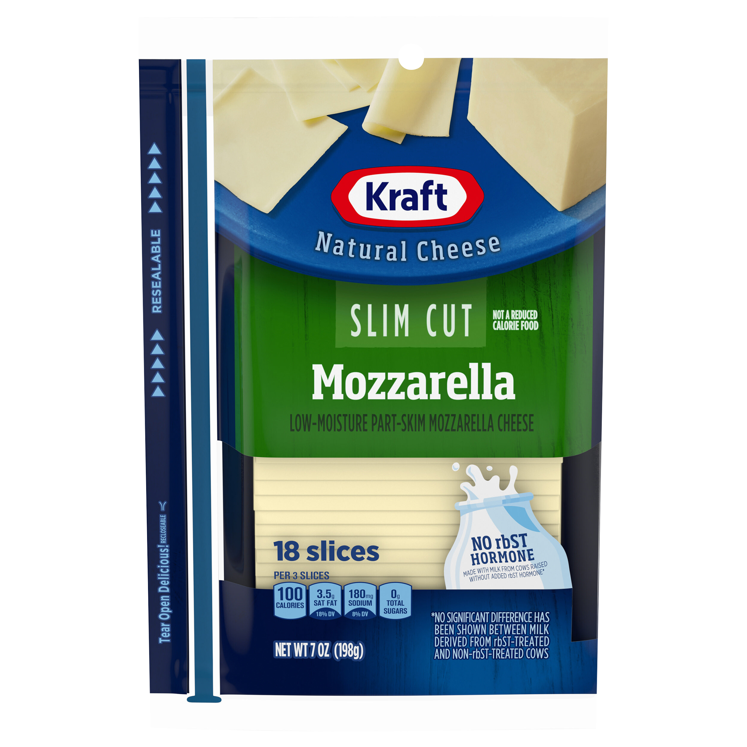 Cheese Slices, Mozzarella, Slim Cut