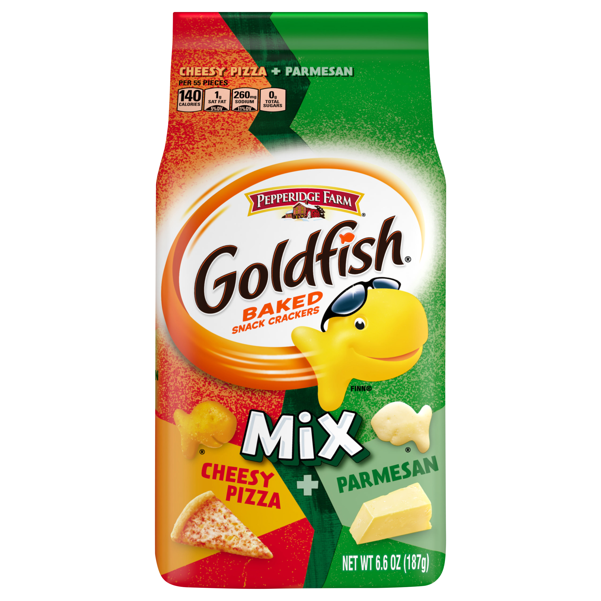Goldfish Mix Baked Cheesy Pizza + Parmesan Snack Crackers 6.6 Oz
