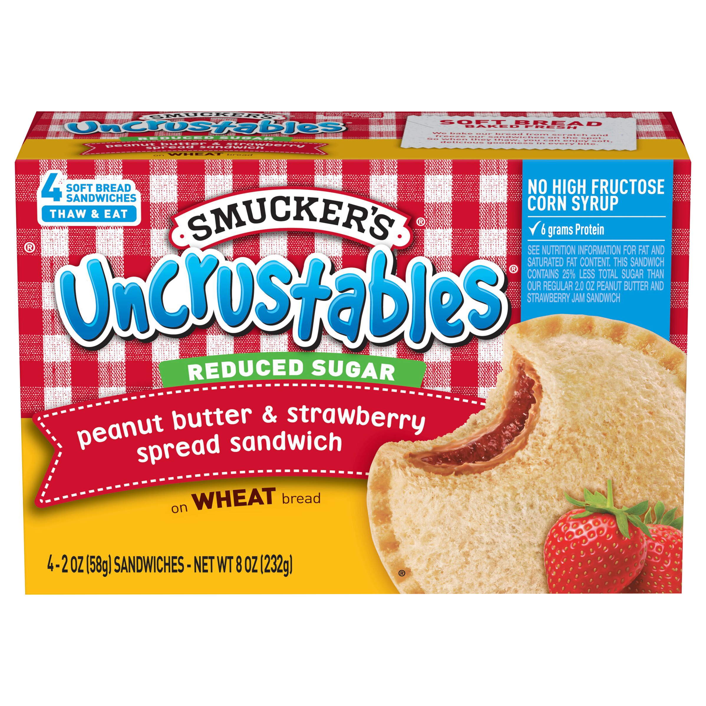 Smucker's Uncrustables Reduced Sugar Peanut Butter & Strawberry Spread Sandwich