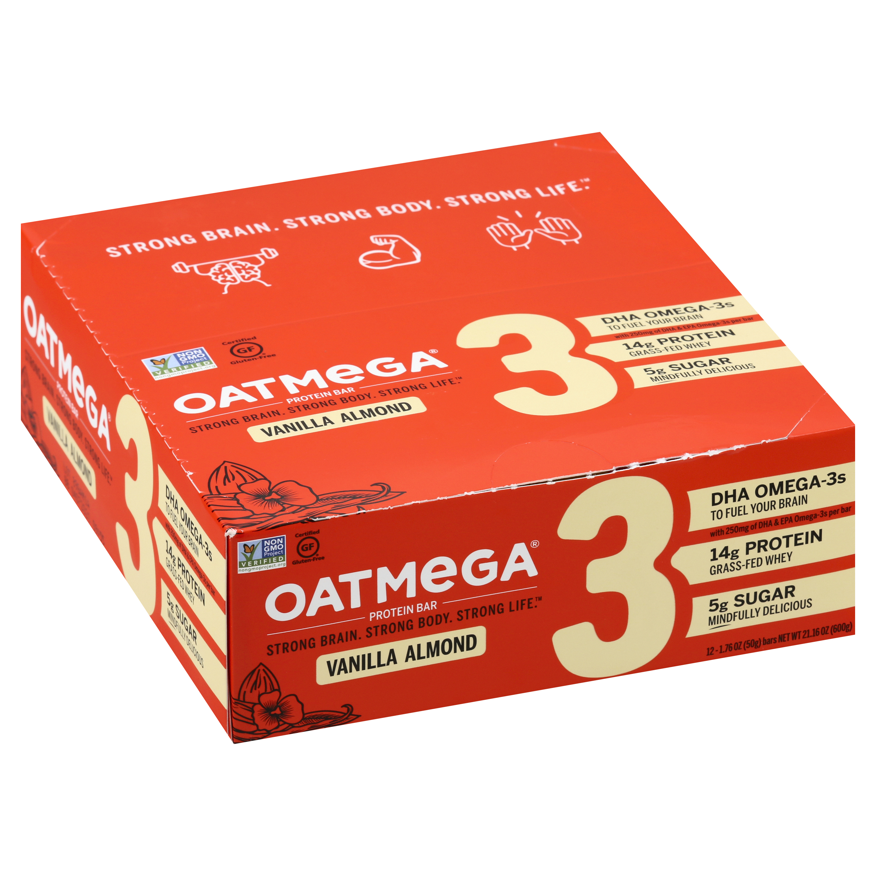 Oatmega Vanilla Almond Protein Bar 12 Ea