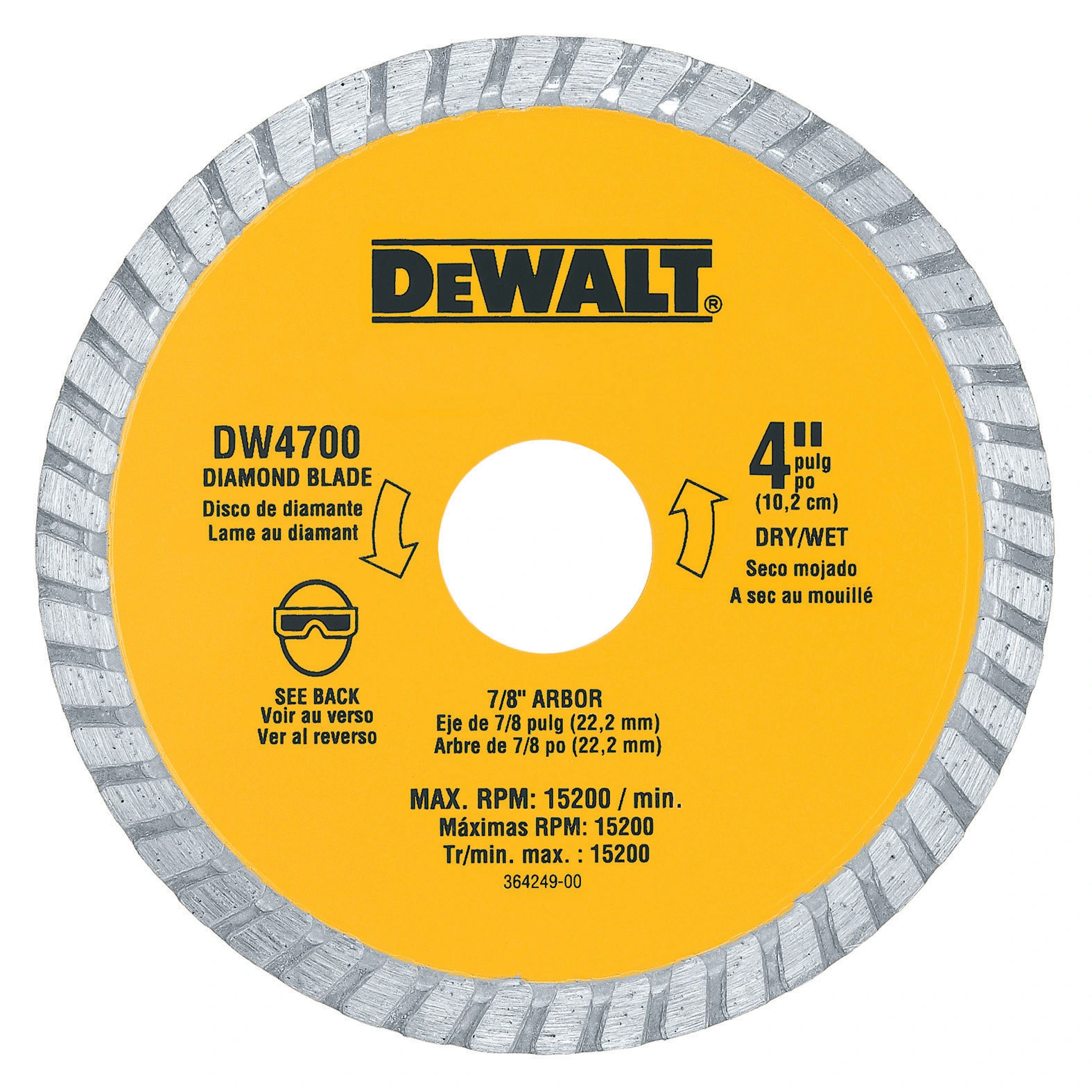 DEWALT 4" Wet-Dry Xp Turbo Diamond Wheel Blade