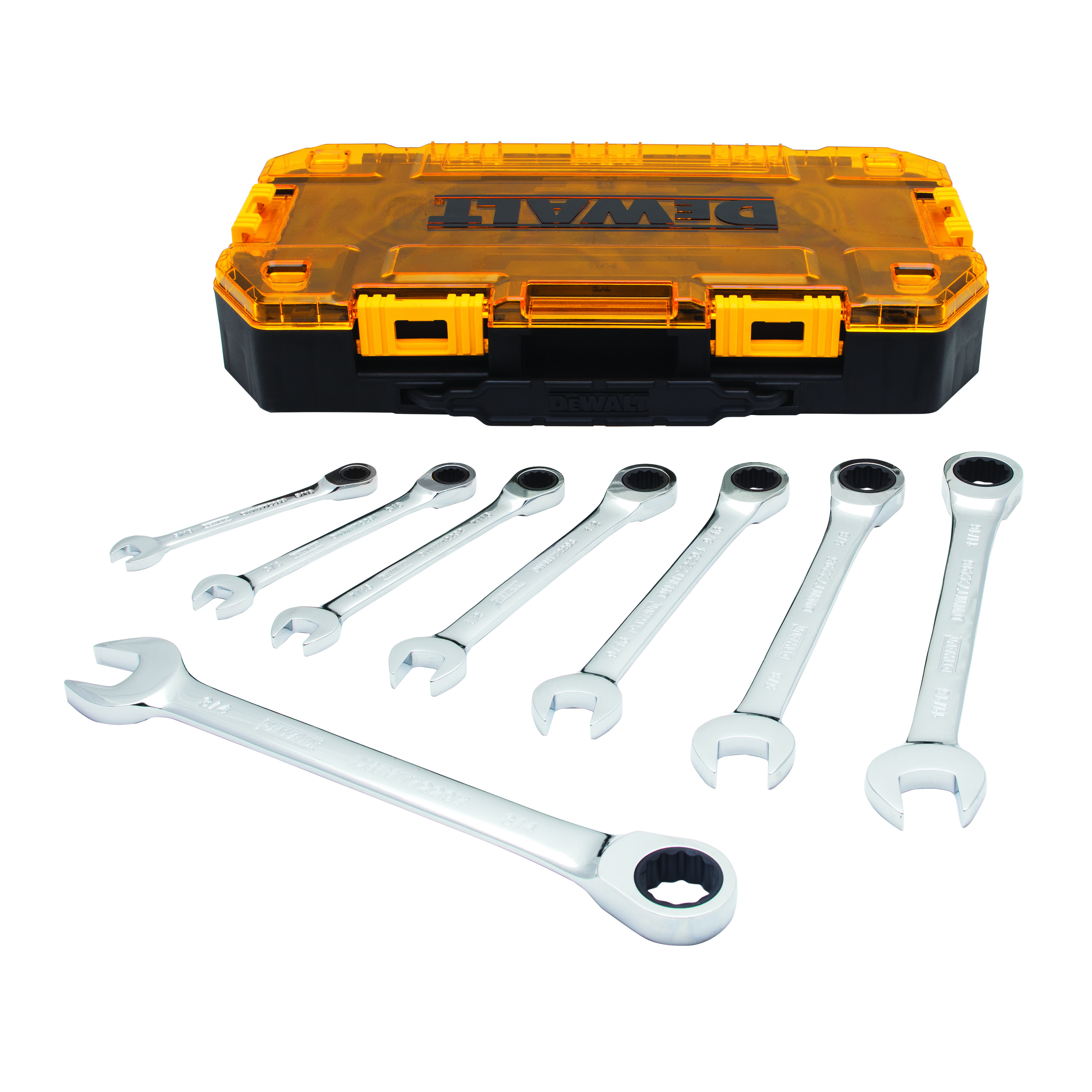DEWALT 8 Pc Ratcheting Combination Wrench Set White Cap