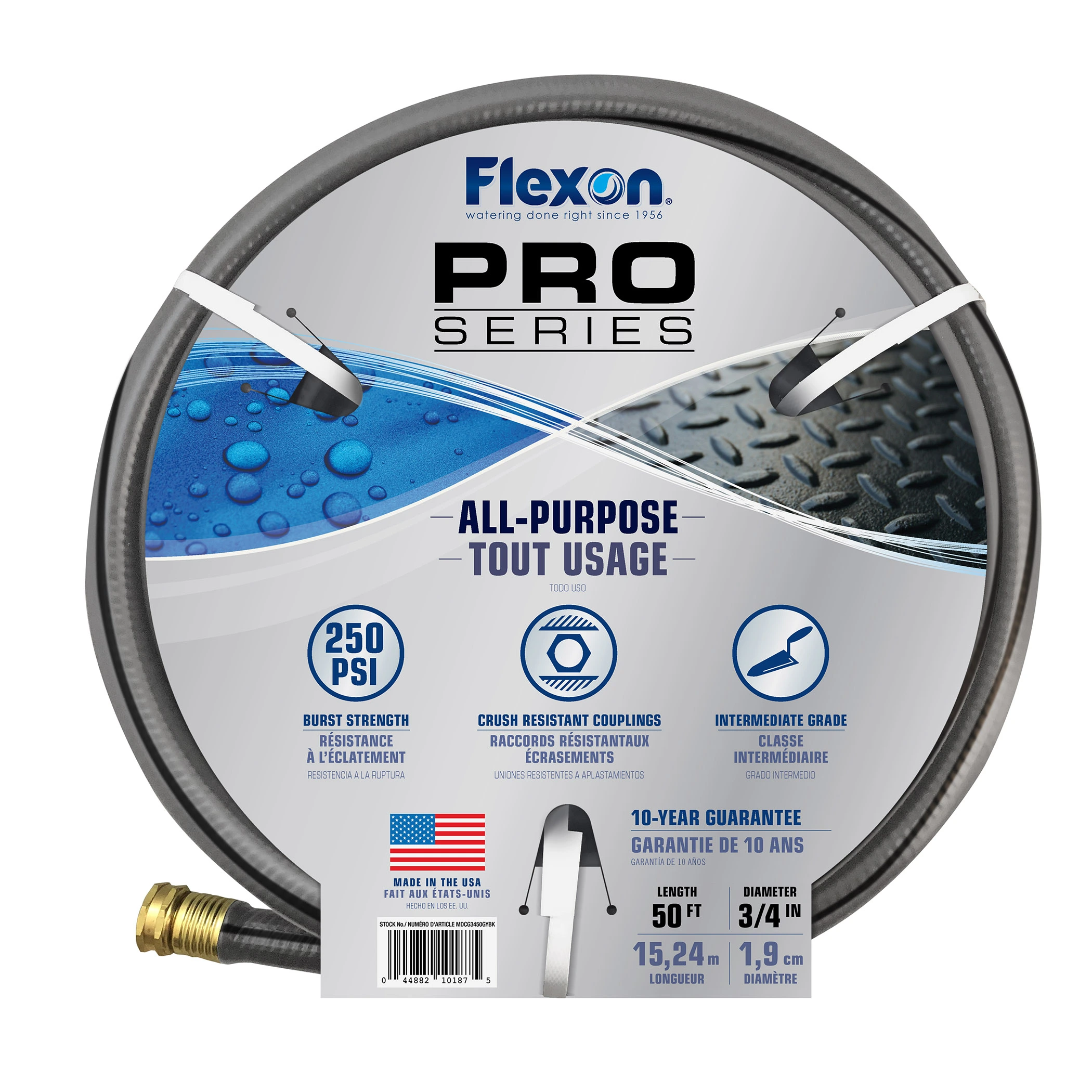Flexon 50' 3/4" Grey Rubber & Vinyl Hose Intermediate Duty