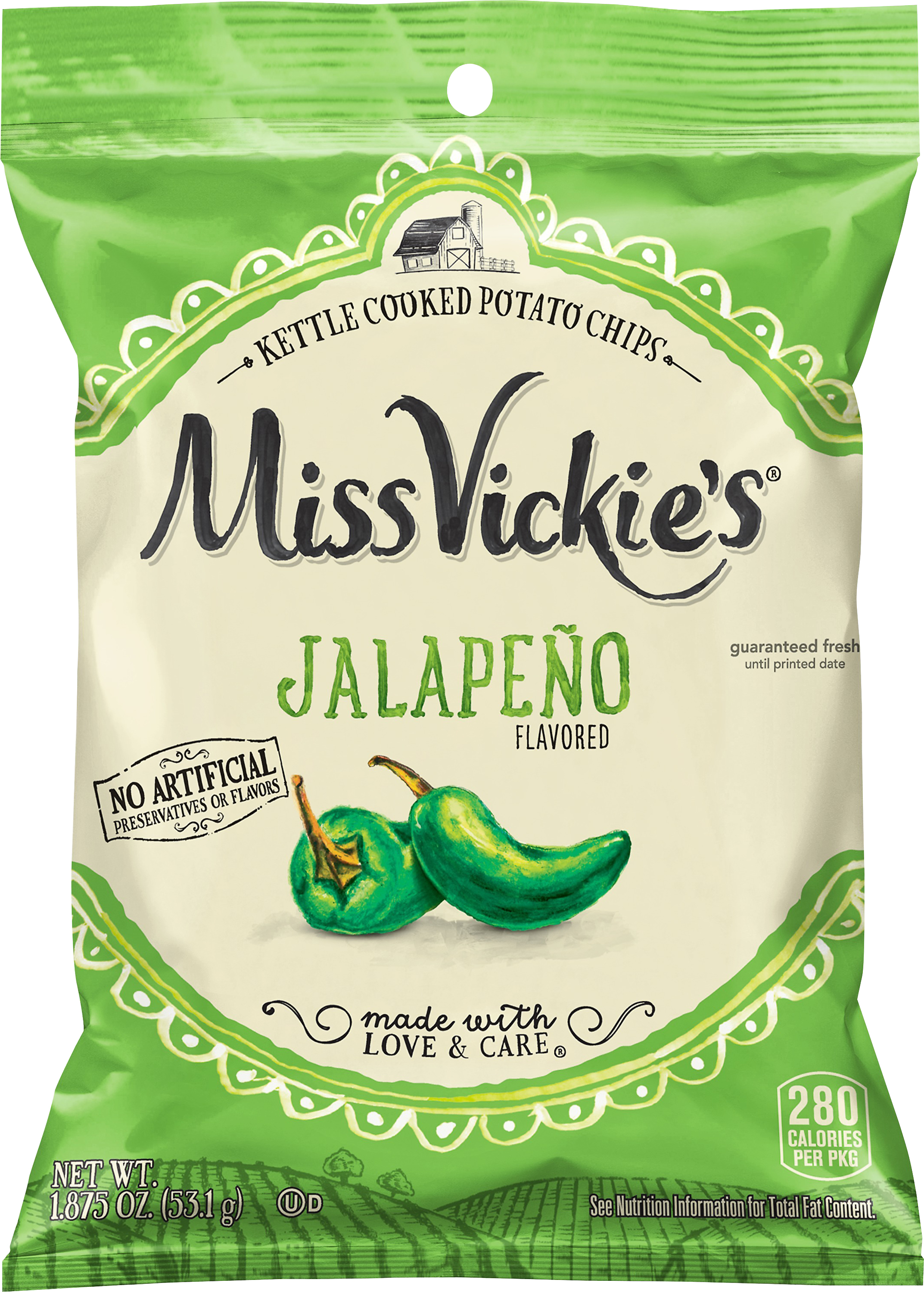 Potato Chips, Jalapeno Flavored, Kettle Cooked