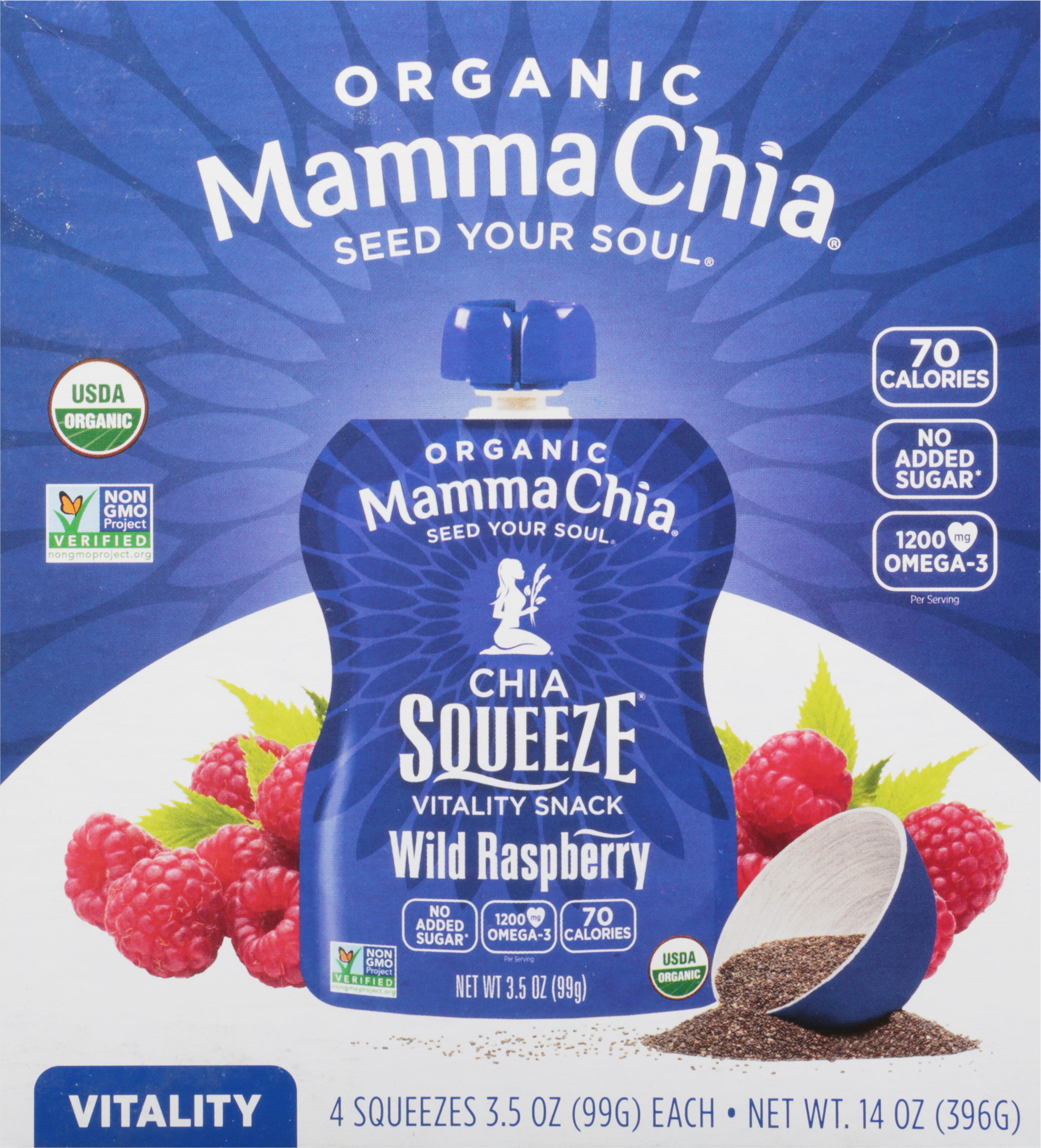 Chia Squeeze, Organic, Wild Raspberry, 4 Pack