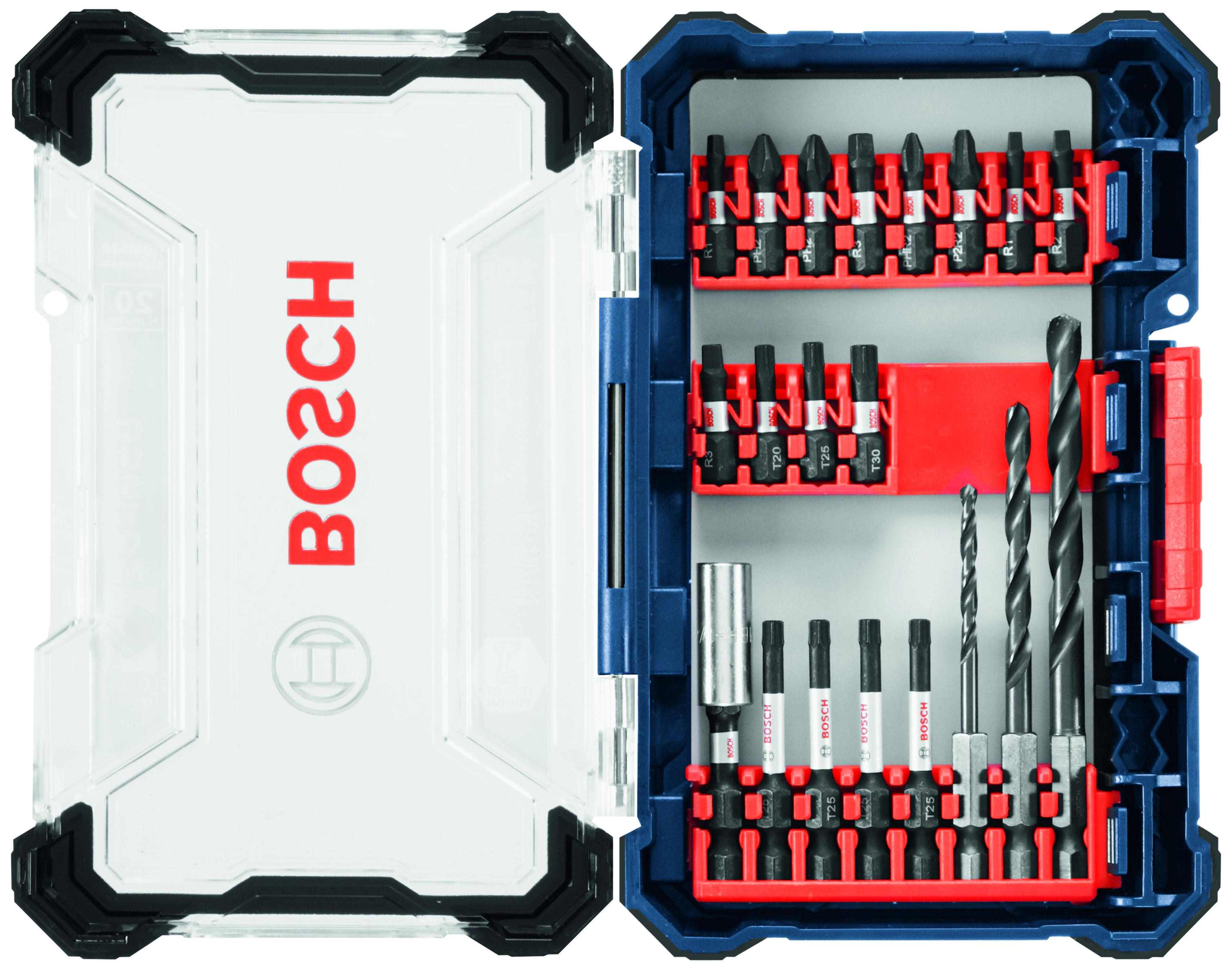 Bosch Impact Tough Drill Drive Custom Case System Set 20 Pc.