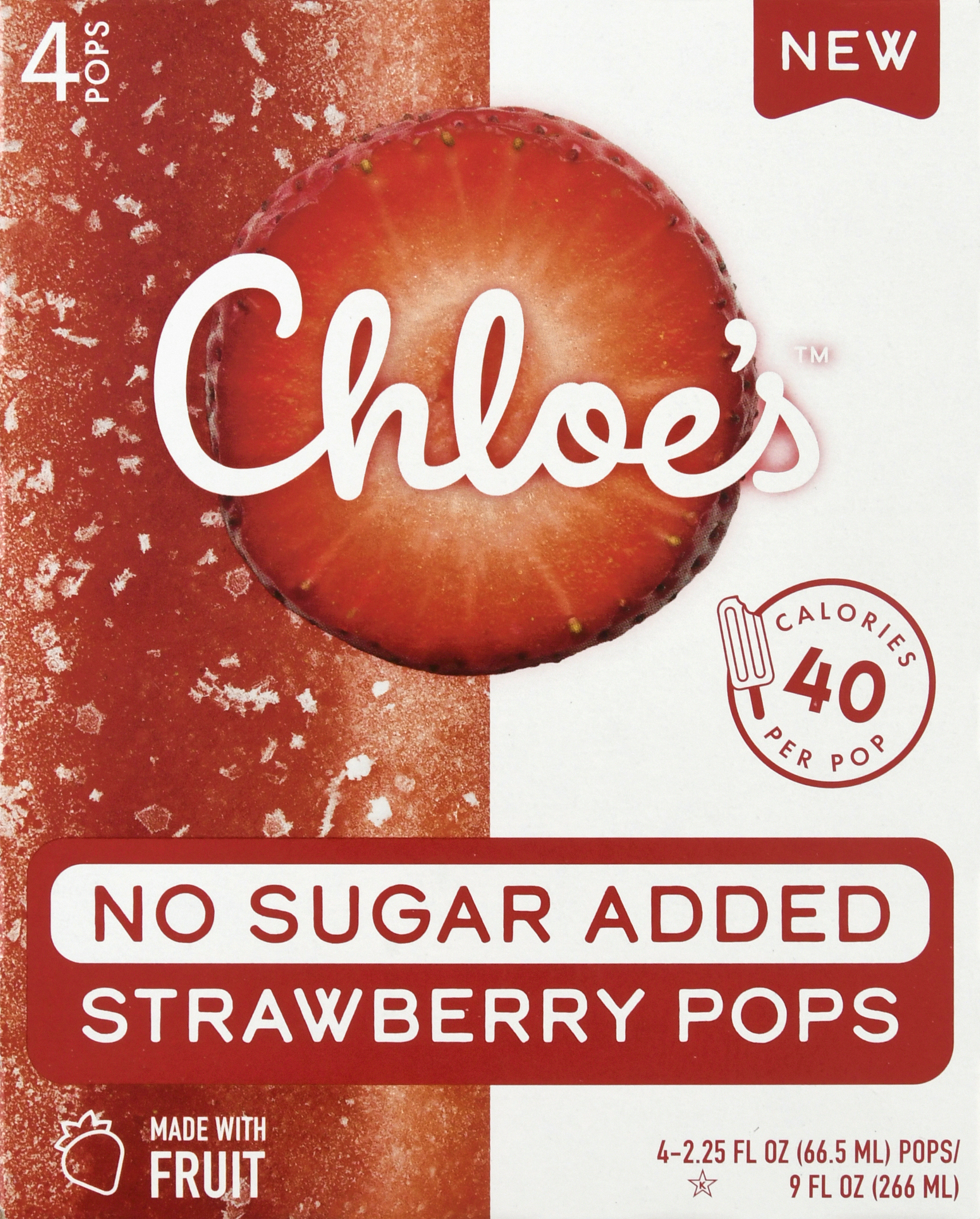 Pops, No Sugar Added, Strawberry, 4 Pack