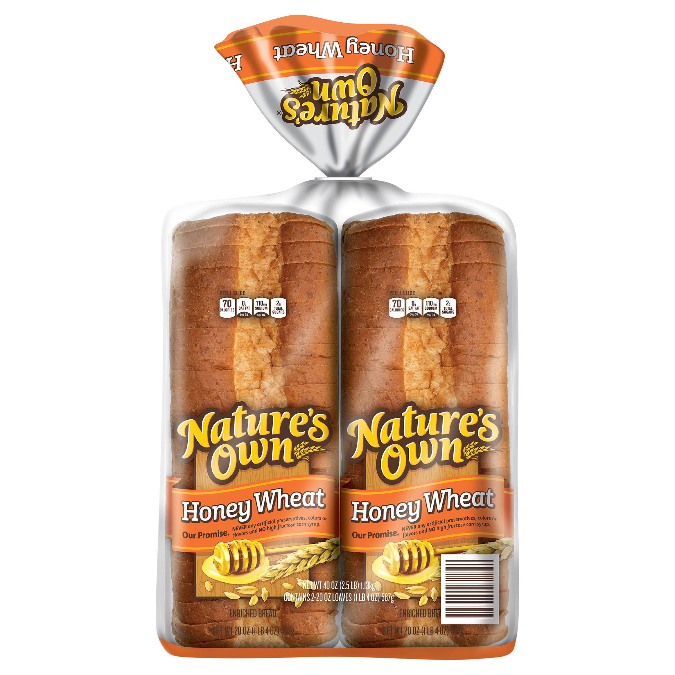 Bread, Enriched, Honey Wheat, 2 Pack