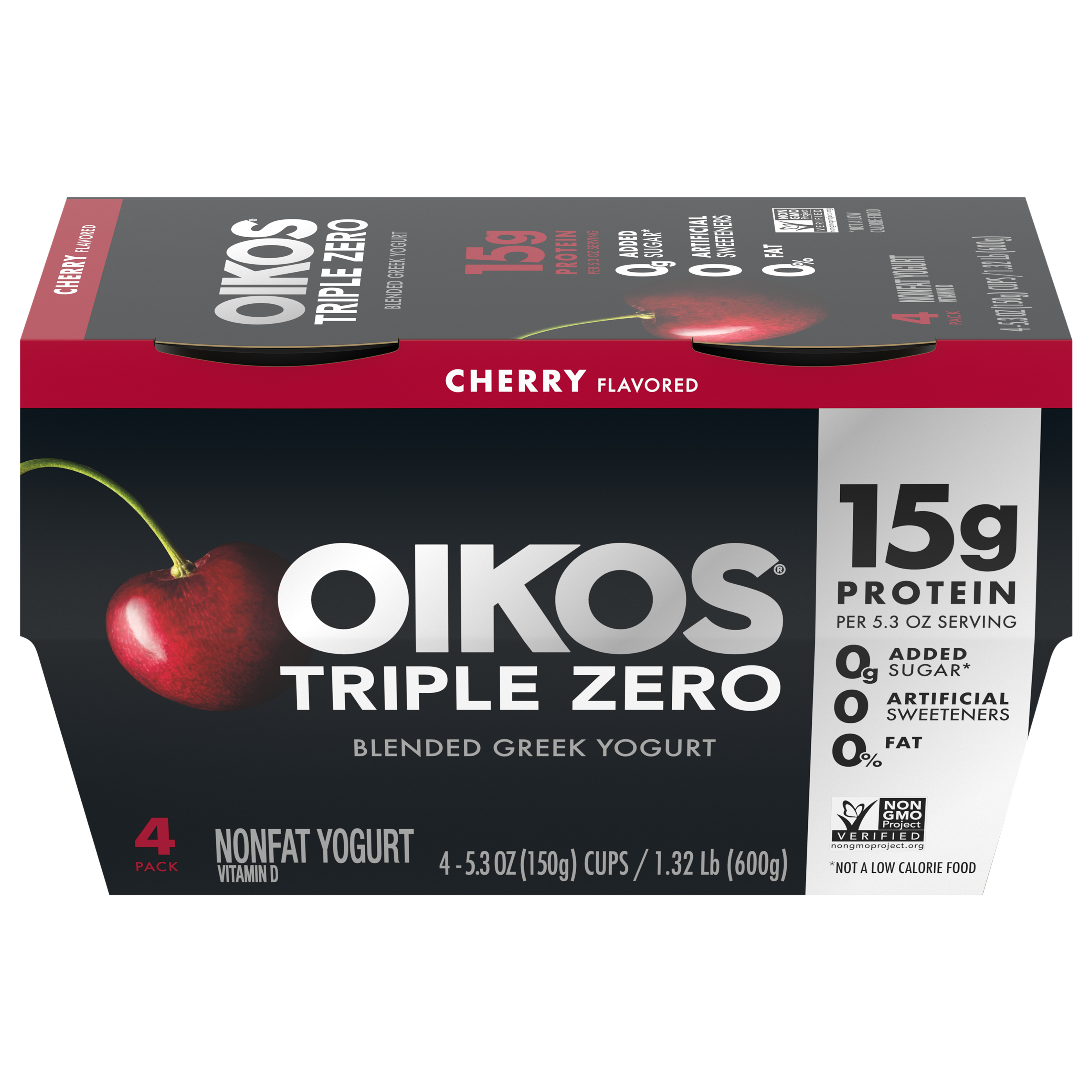 Yogurt, Nonfat, Blended, Greek, Cherry Flavored, 4 Pack