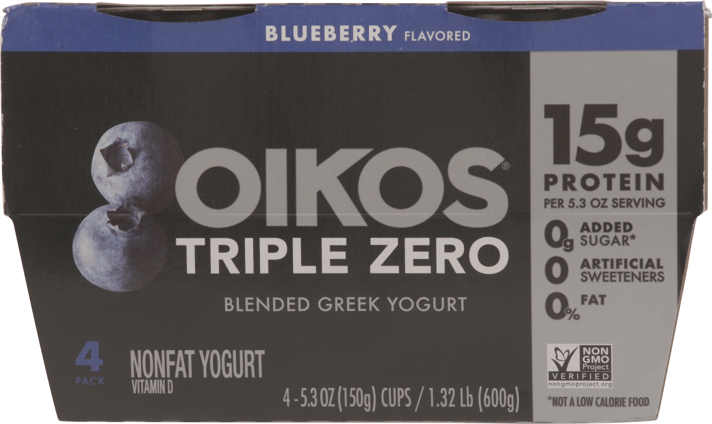 Yogurt, Greek, Blueberry Flavored, Blended, 4 Pack