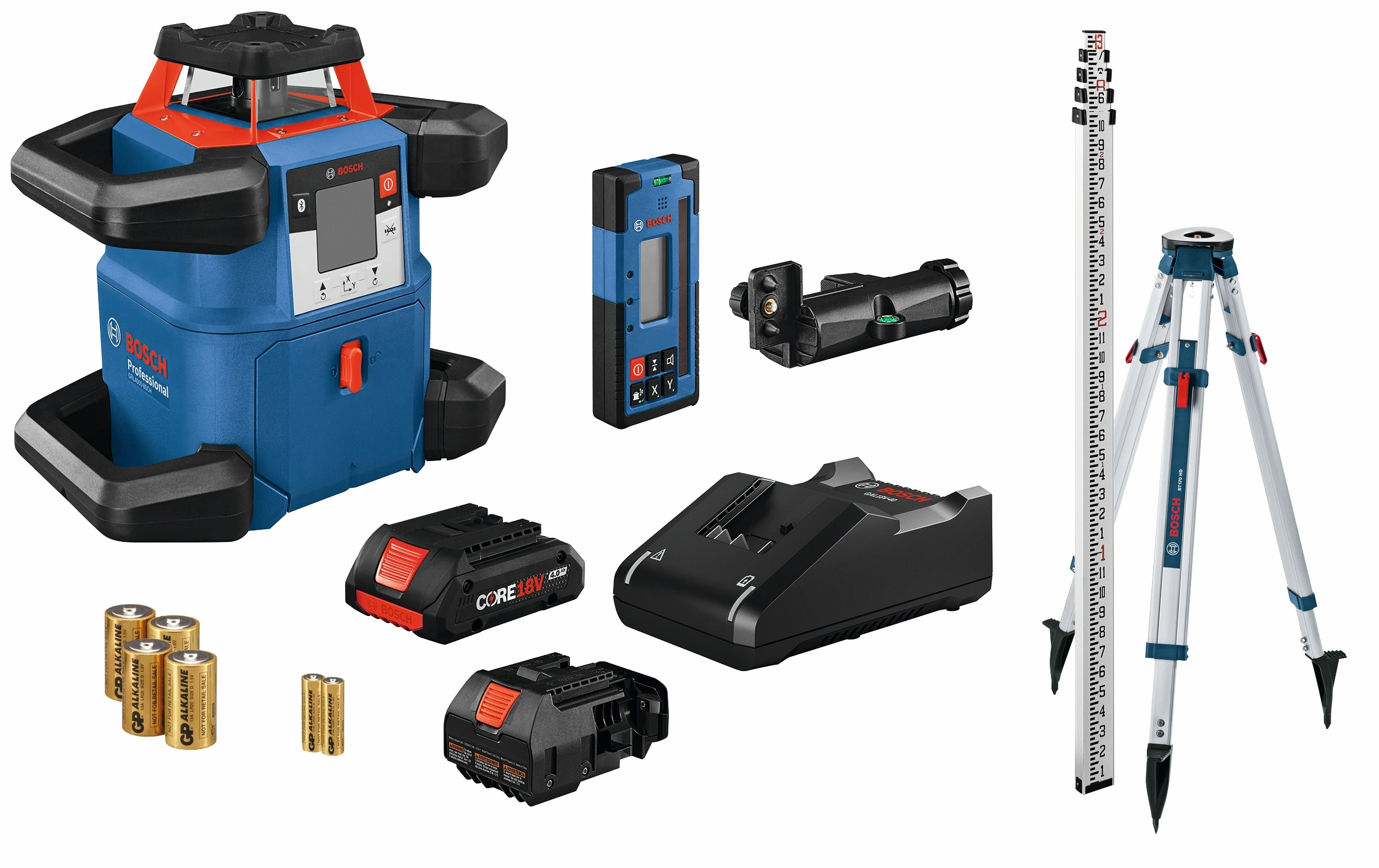 Bosch 18V REVOLVE4000 Connected Self-Leveling Horizontal Rotary Laser Kit with CORE18V Compact Battery (4 Ah)