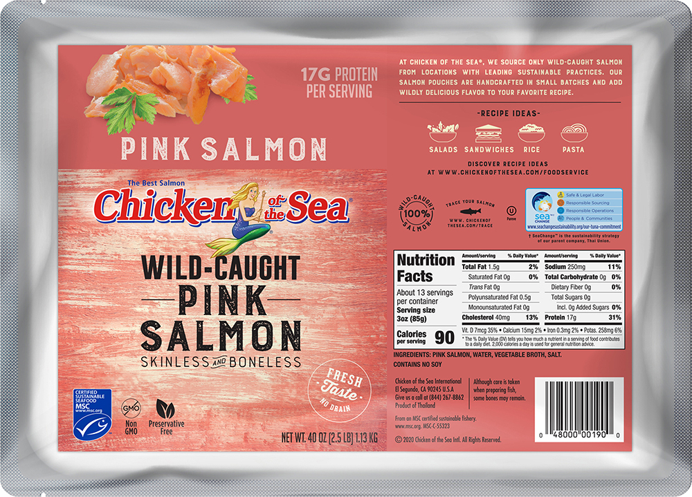 Pink Salmon, Wild-Caught, Skinless and Boneless