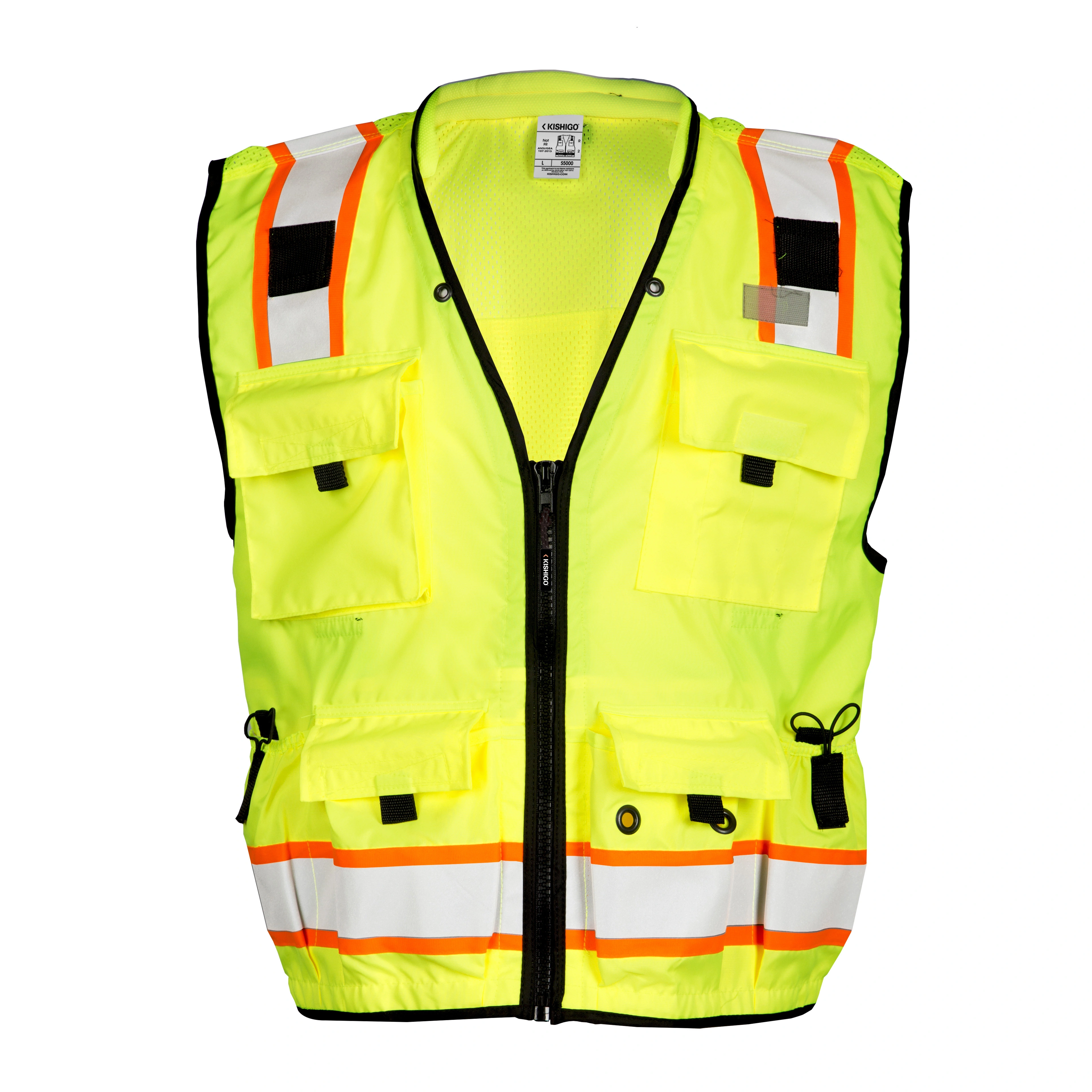 Kishigo SM Lime Class 2 Heavy Duty Multipocket Survey Vest