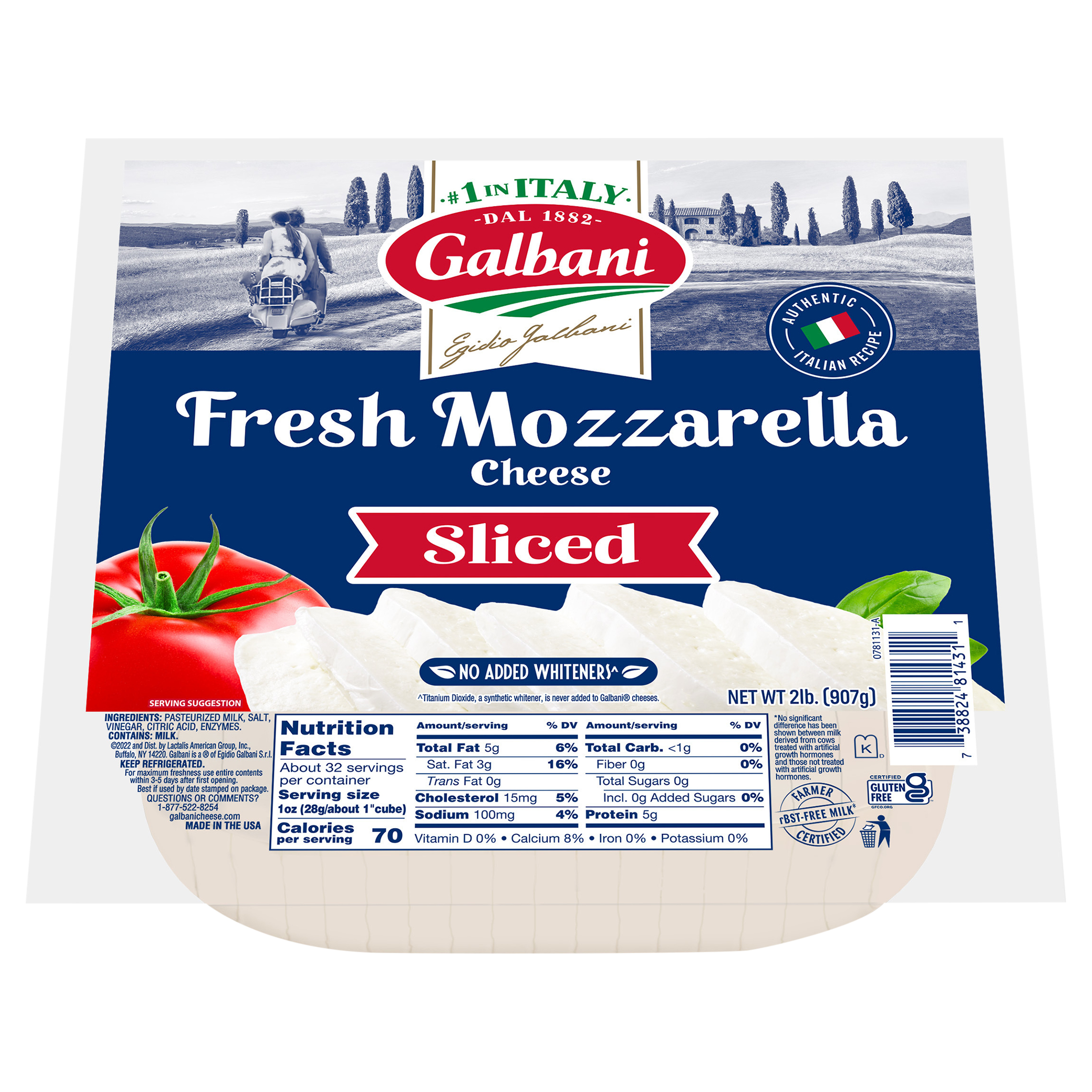 Cheese, Fresh Mozzarella, Sliced