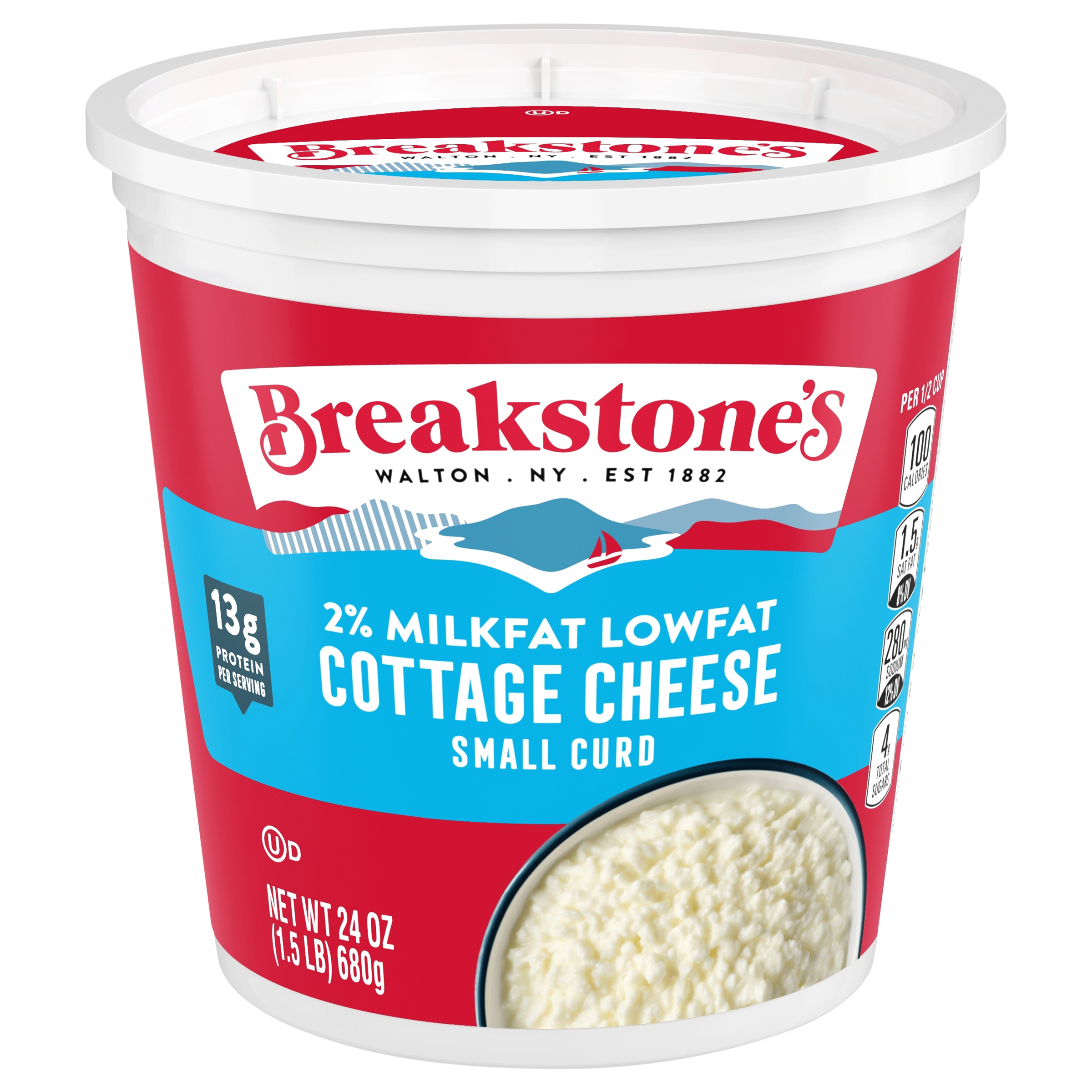 Cottage Cheese, 2% Milkfat Lowfat, Small Curd