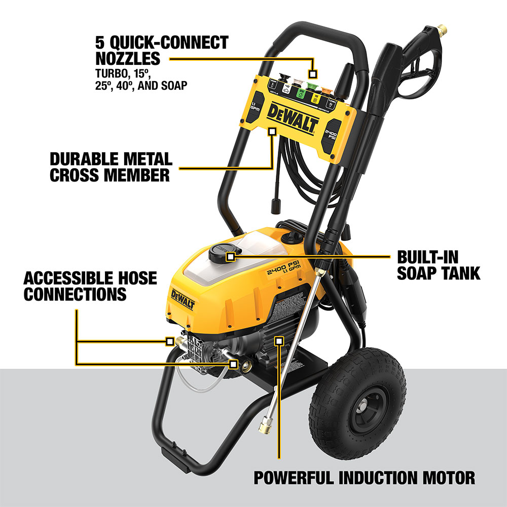 2400 PSI 13 AMP ELECTRIC COLDWATER PRESSURE WASHER DEWALT White Cap