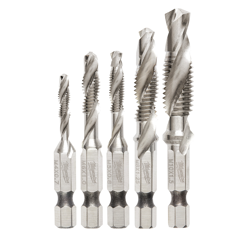 Milwaukee Metric Shockwave Impact Drill Tap Set - 5 Piece - White Cap