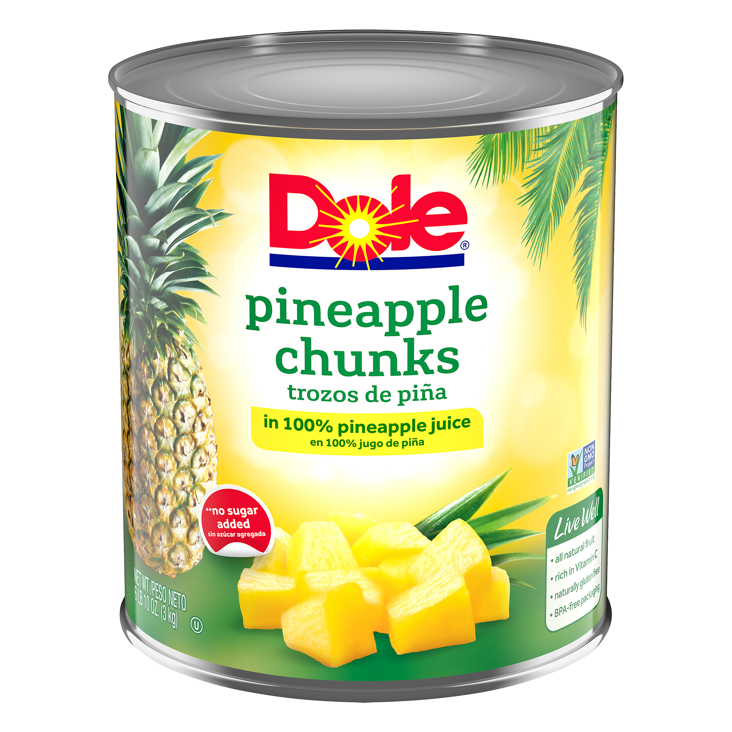 Dole® Pineapple Chunks In 100% Pineapple Juice 6.62 Lb. Can