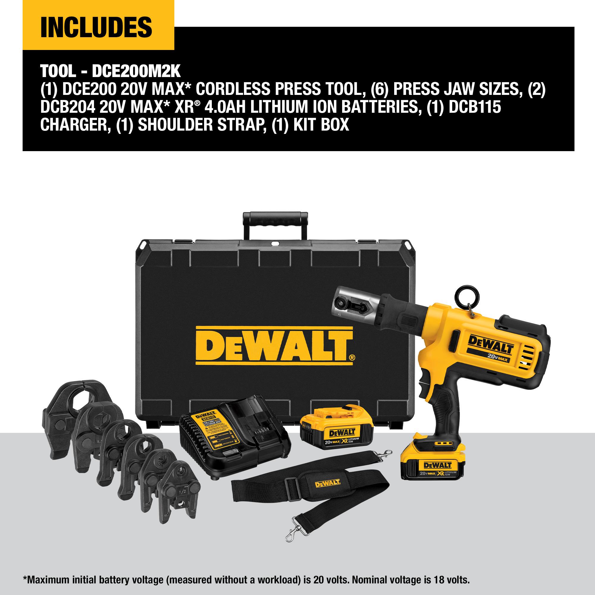 White Cap  DEWALT 20V Max Copper Pipe Crimp Tool Kit