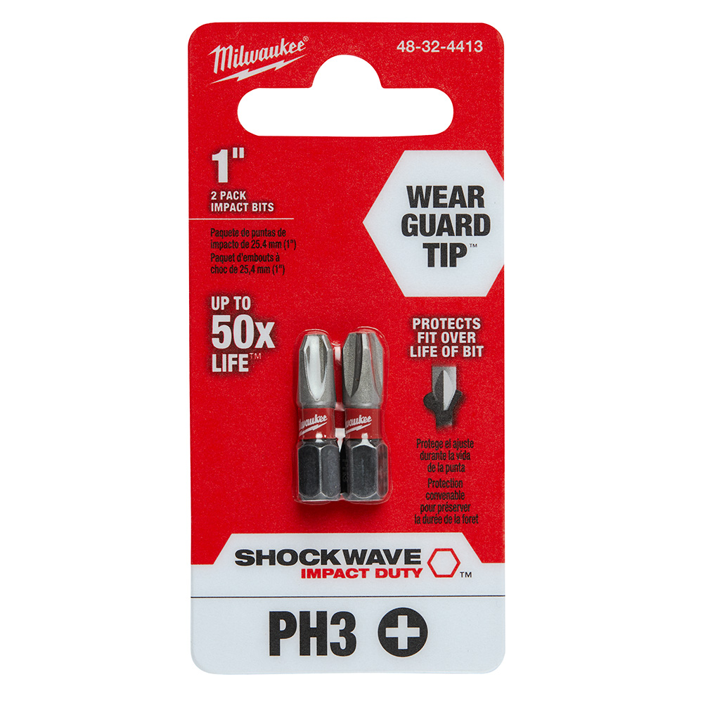 White Cap | Milwaukee #3 SHOCKWAVE Phillips Power Bit Tip