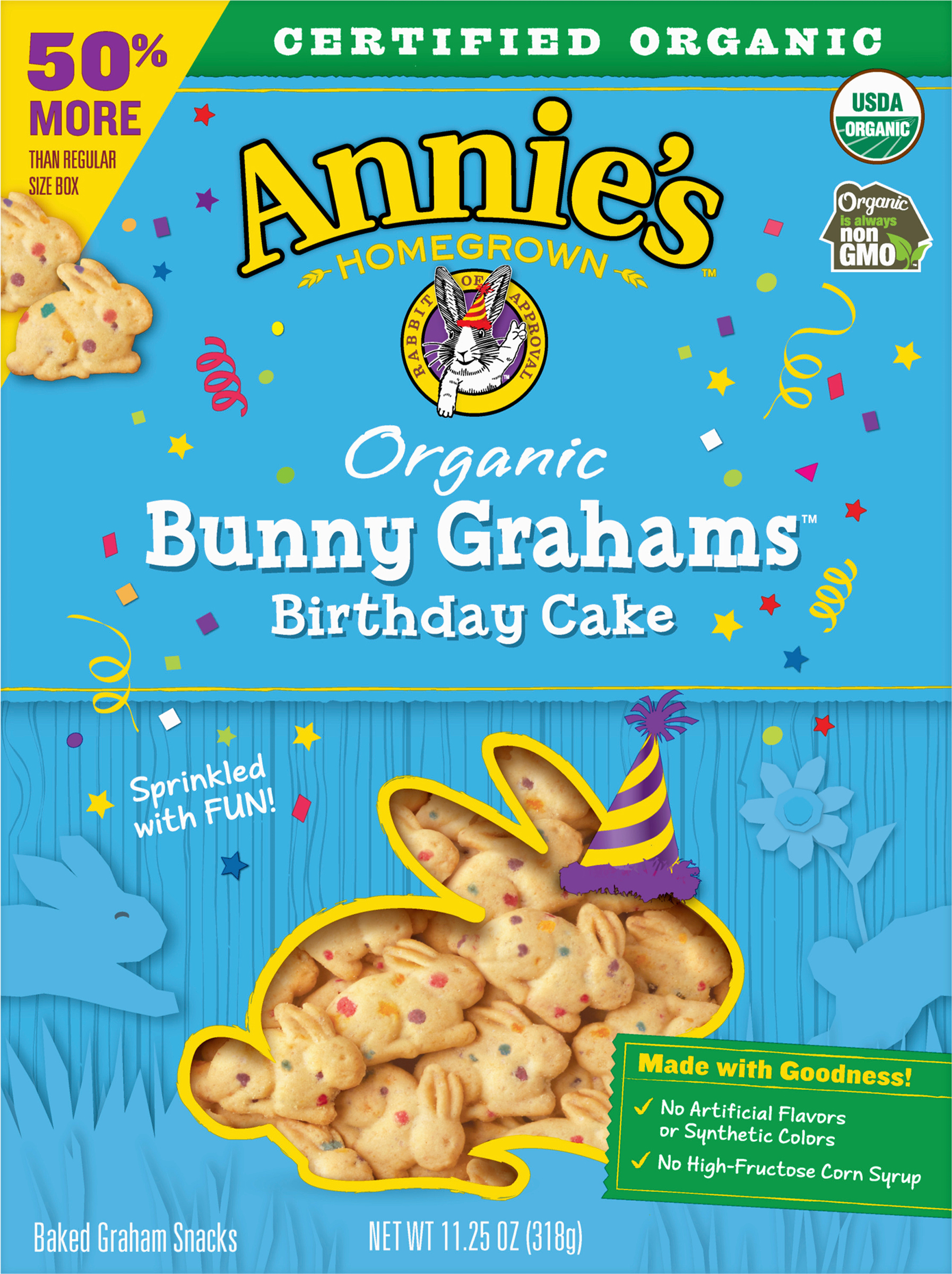 Bunny Grahams, Organic, Birthday Cake
