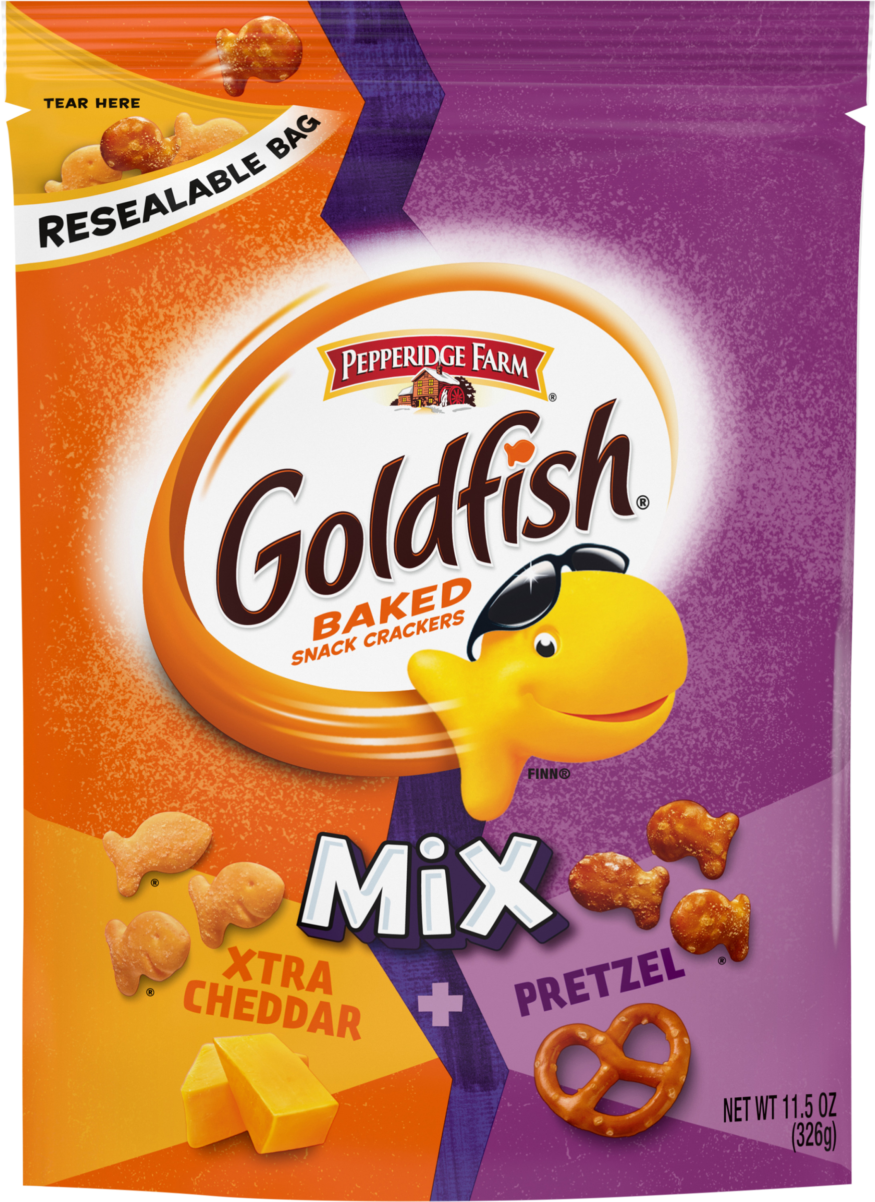Baked Snack Crackers, Xtra Cheddar + Pretzel, Mix