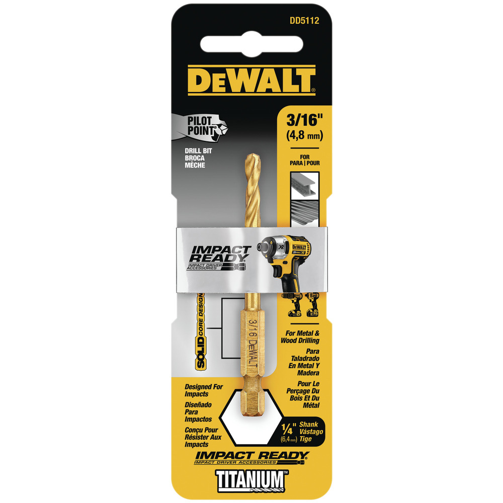 DeWalt DD5112 Titanium Impact Drill Bit, 3/16-In.
