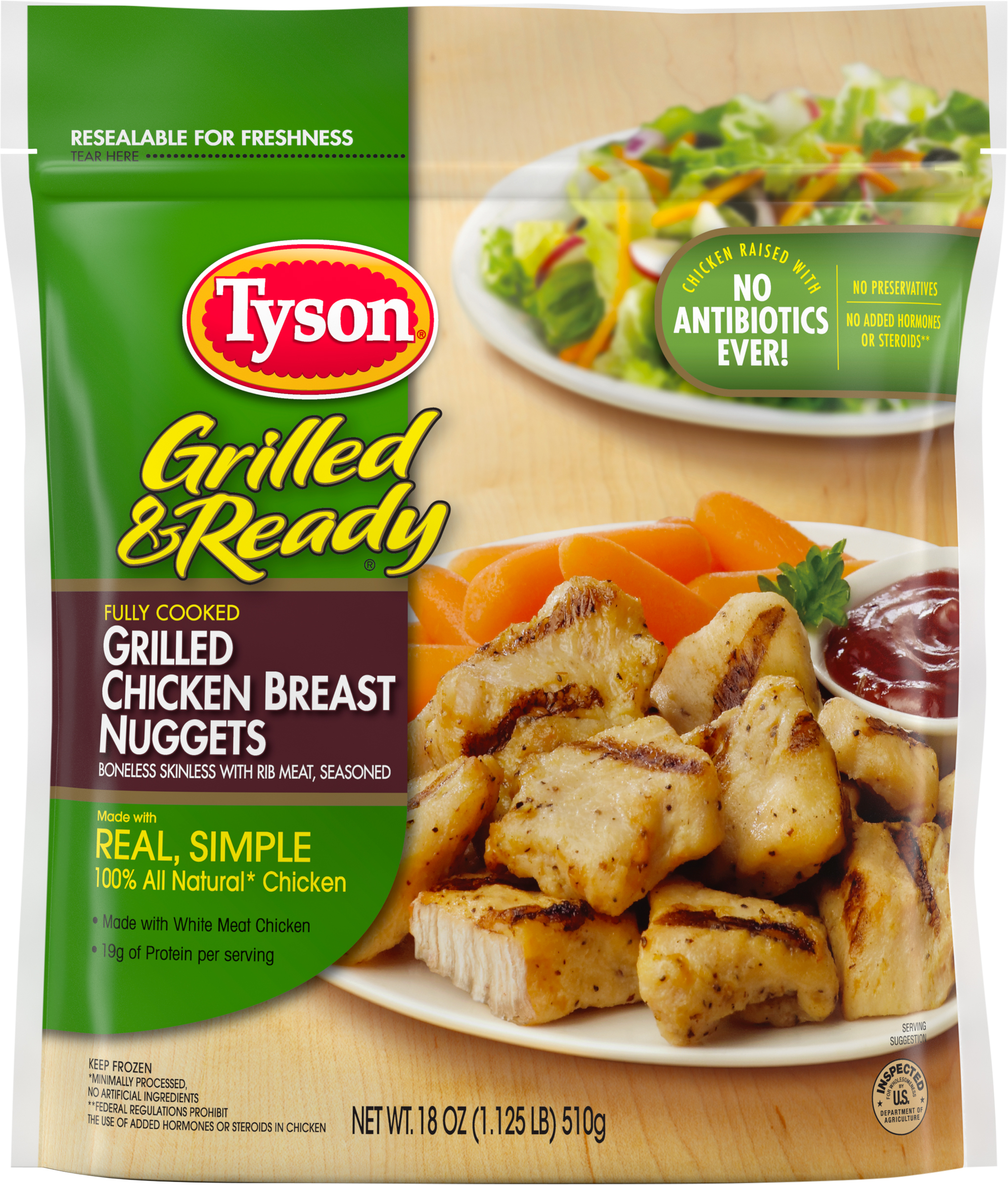 Calories in Grilled Chicken Breast Nuggets from Tyson