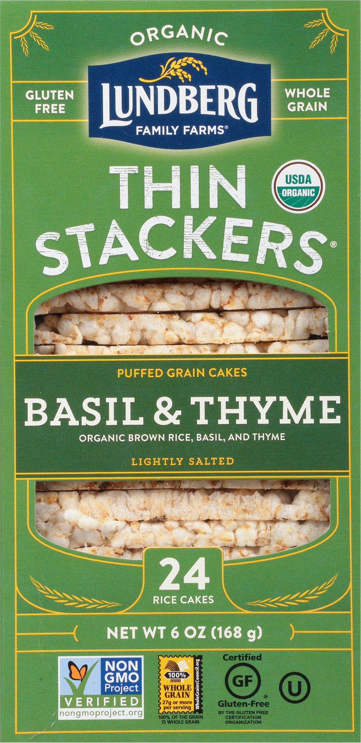 Rice Cakes, Organic, Basil & Thyme, Lightly Salted