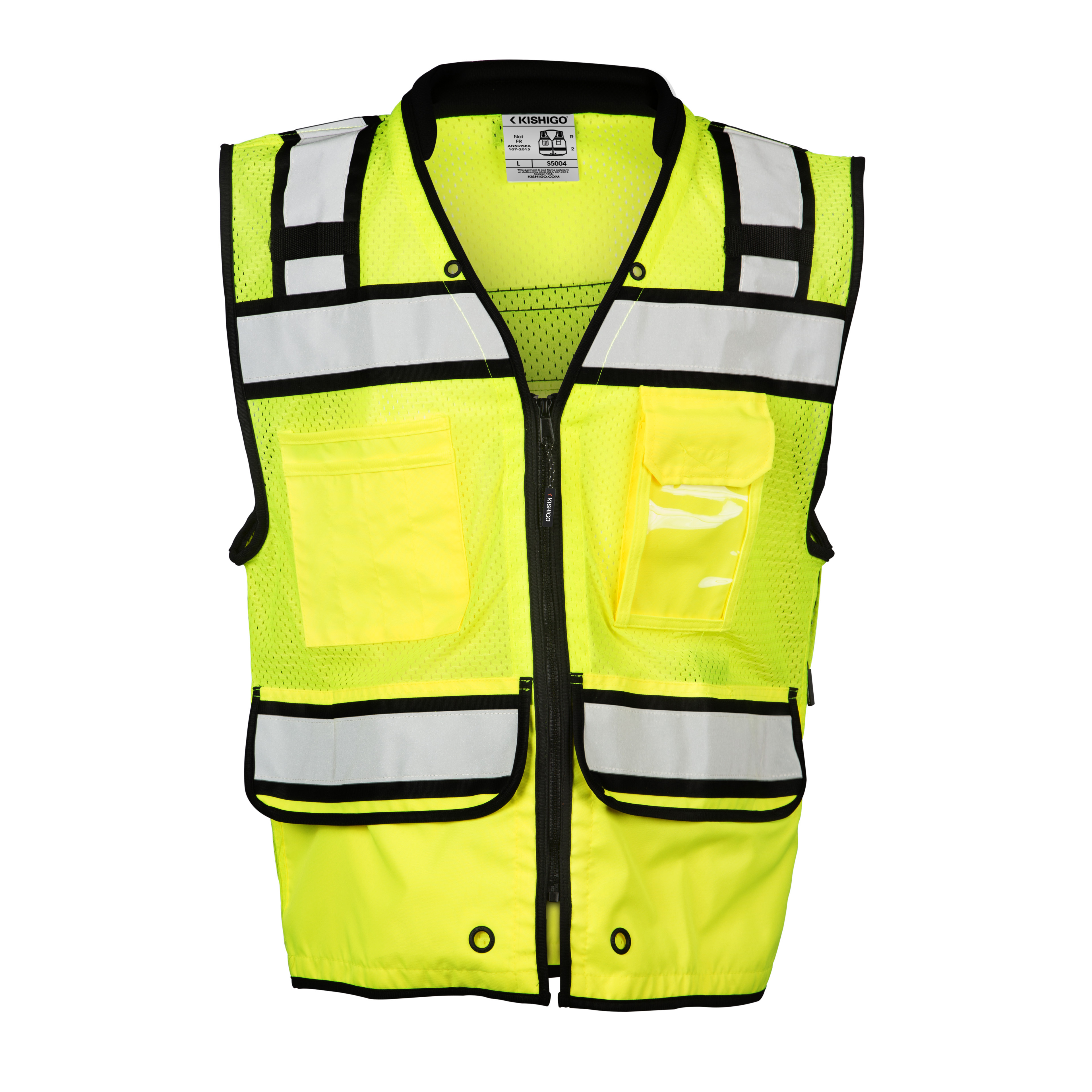 Kishigo SM LIME CLASS 2 HIGH PERFORMANCE SURVEYORS ZIPPER SAFETY VEST