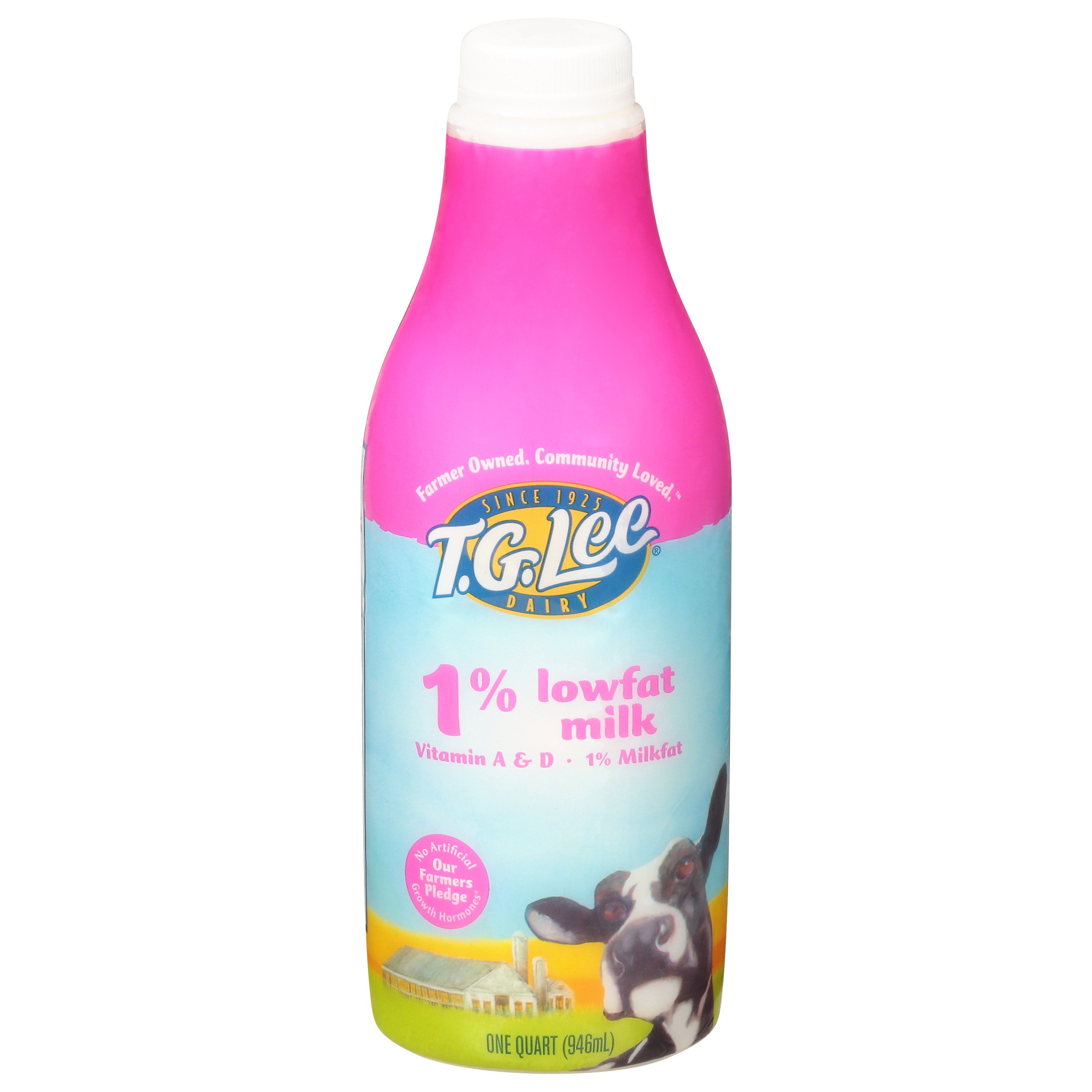 T.g. Lee 1% Milkfat Lowfat Milk 1 Qt Bottle