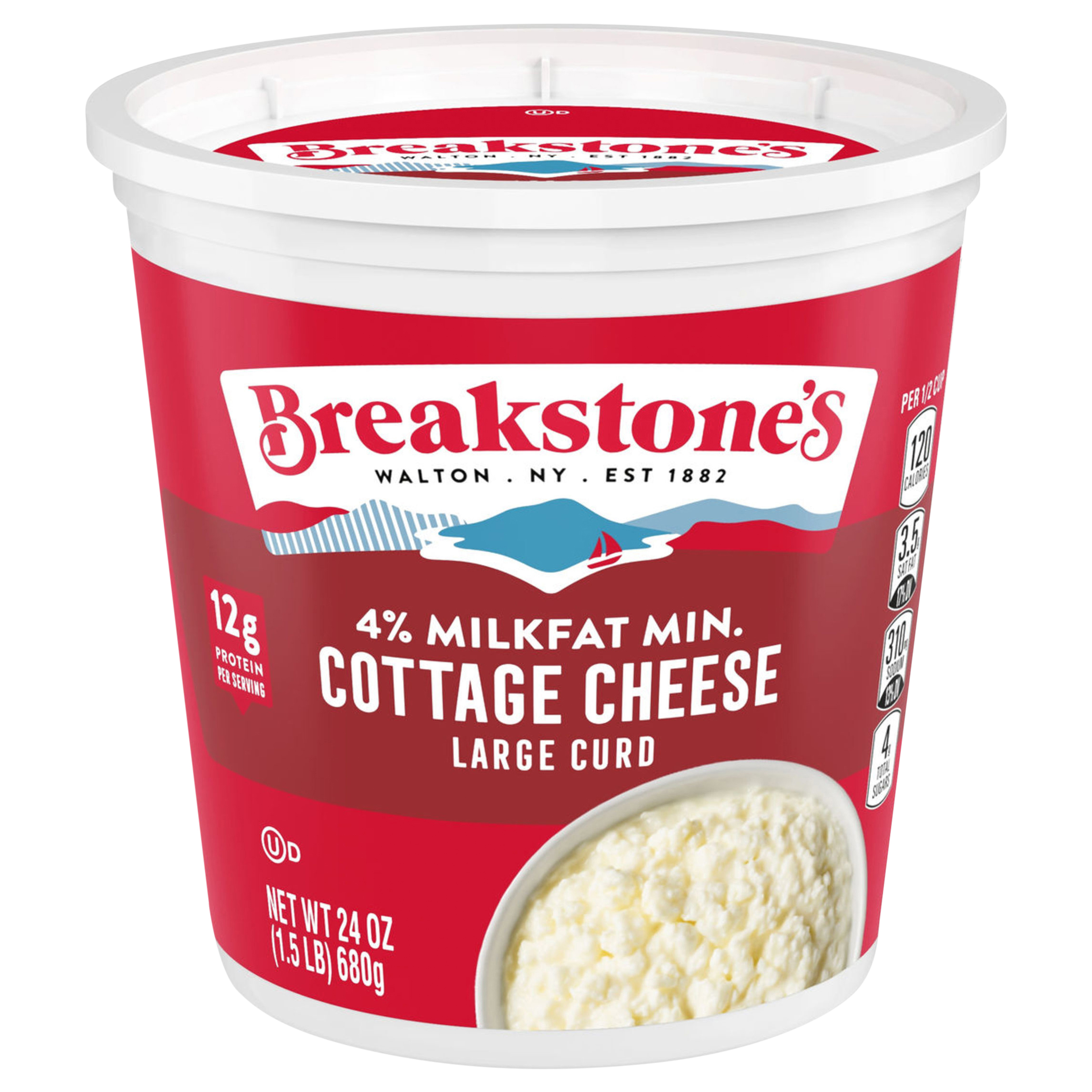 Cottage Cheese, 4% Milkfat Min, Large Curd