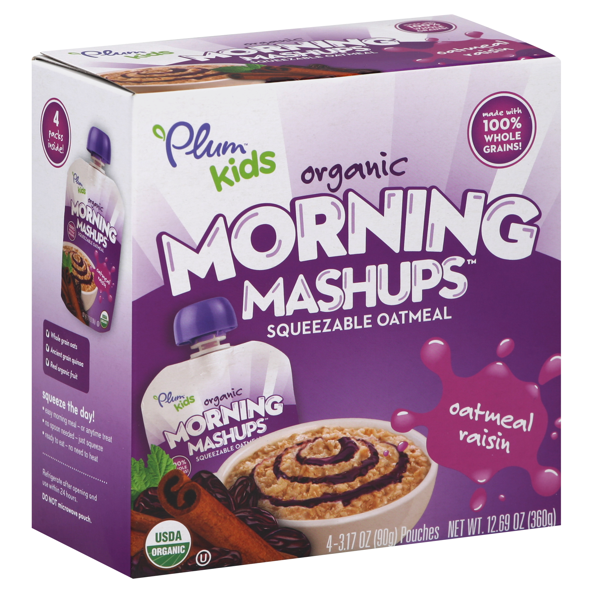 Plum Squeezable Oatmeal 4 Ea