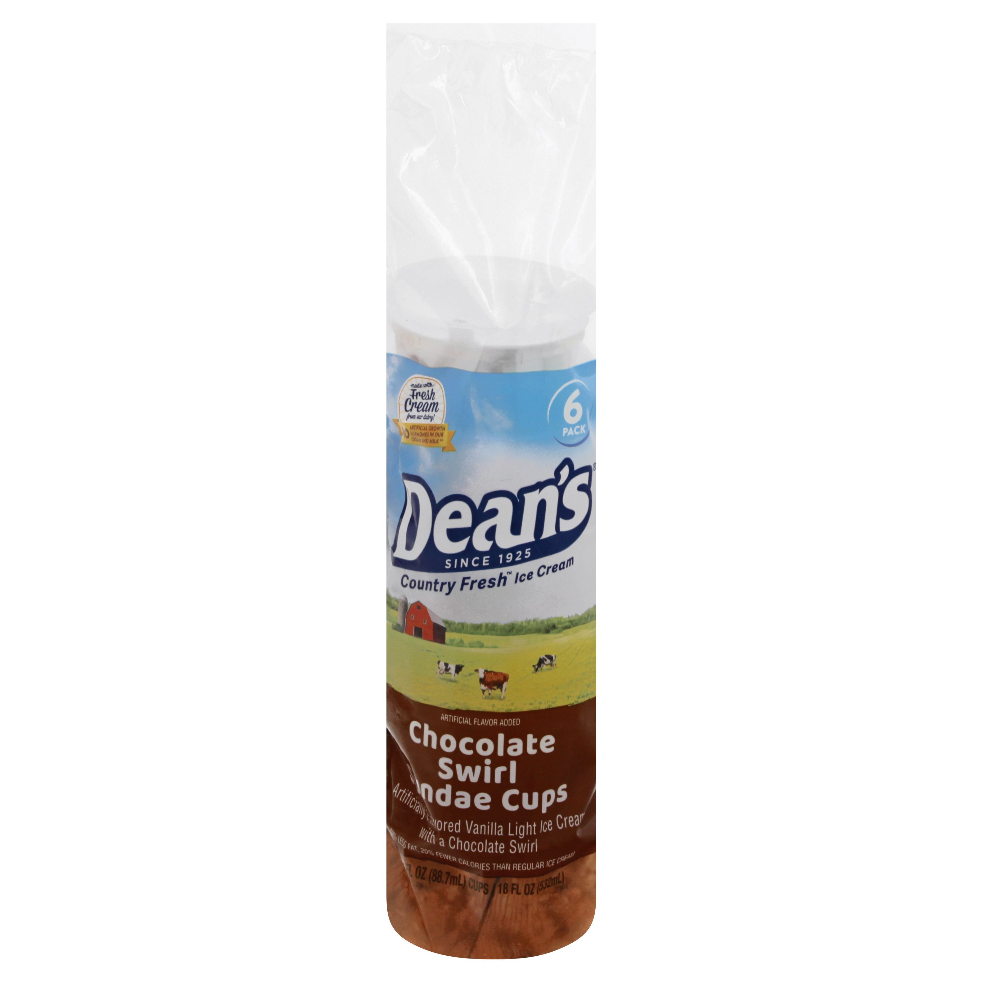Dean's Country Fresh Chocolate Swirl Sundae Ice Cream Cups 6 - 3 Fl Oz Cups