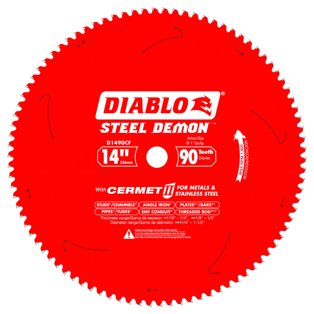 Diablo 14" 90T Steel Demon Thin Metal Cutting Saw Blade White Cap