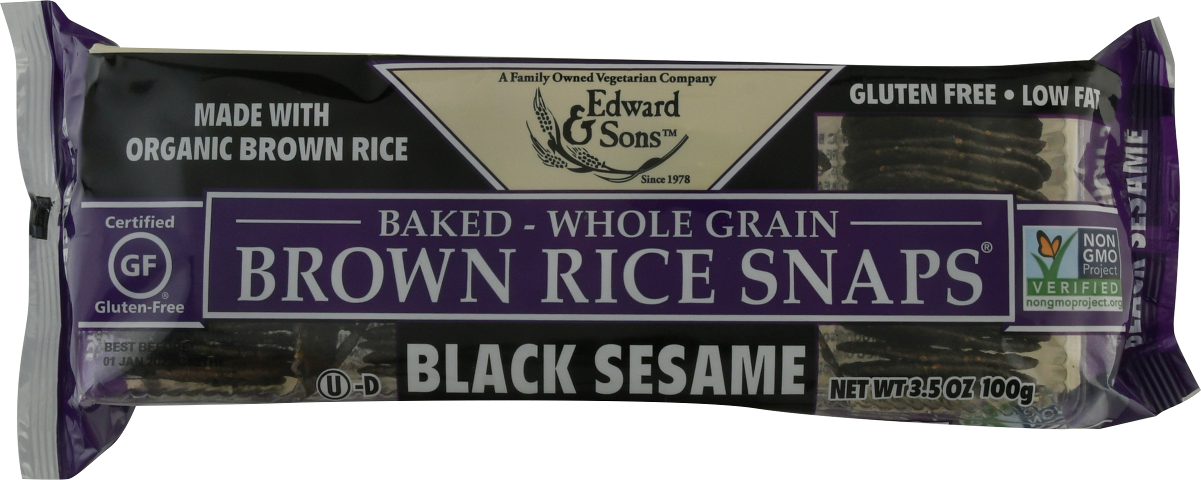 Brown Rice Snaps, Black Sesame
