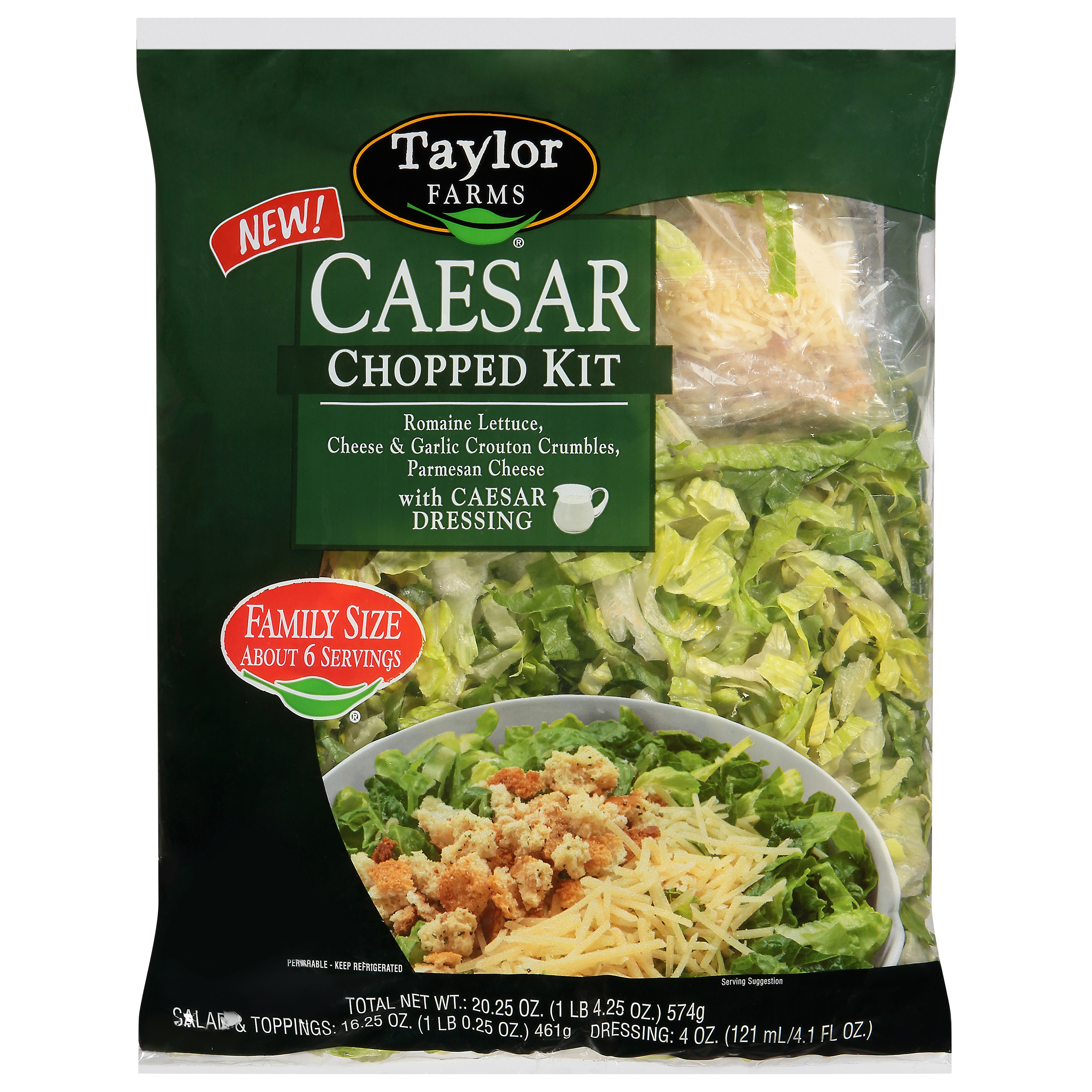 Taylor Farms® Caesar Family Size Chopped Salad Kit 20.25oz Bag