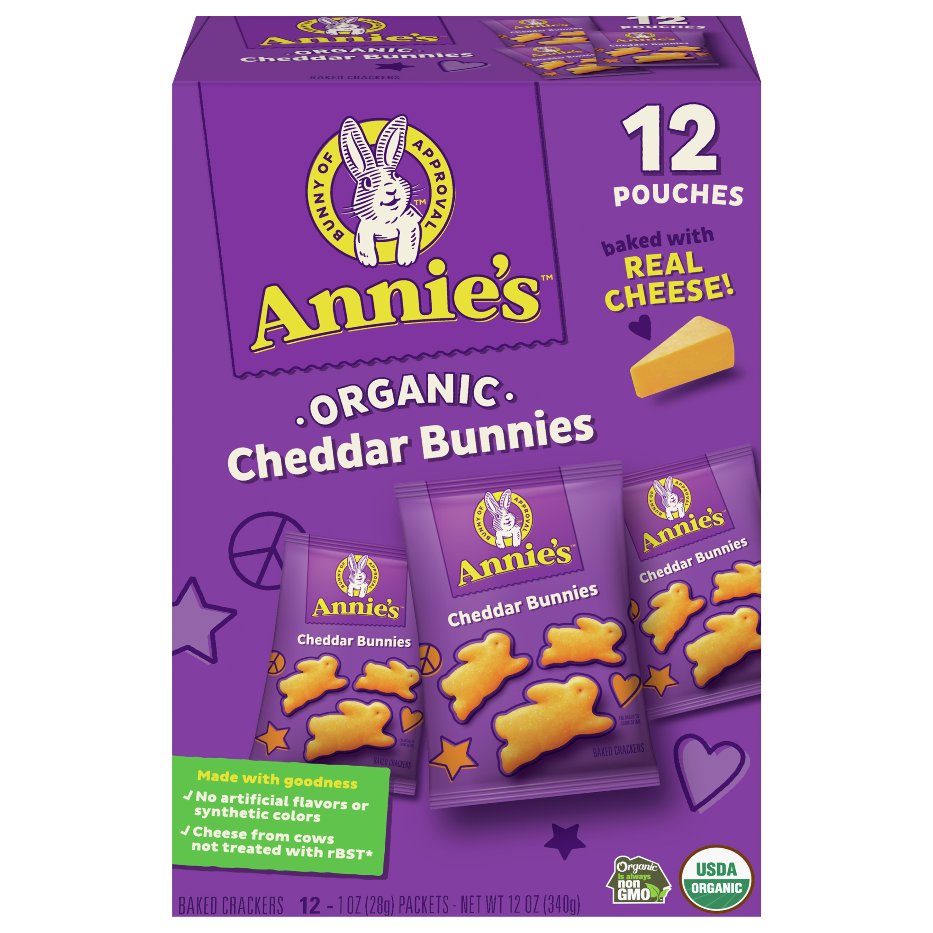 Baked Crackers, Organic, Cheddar Bunnies