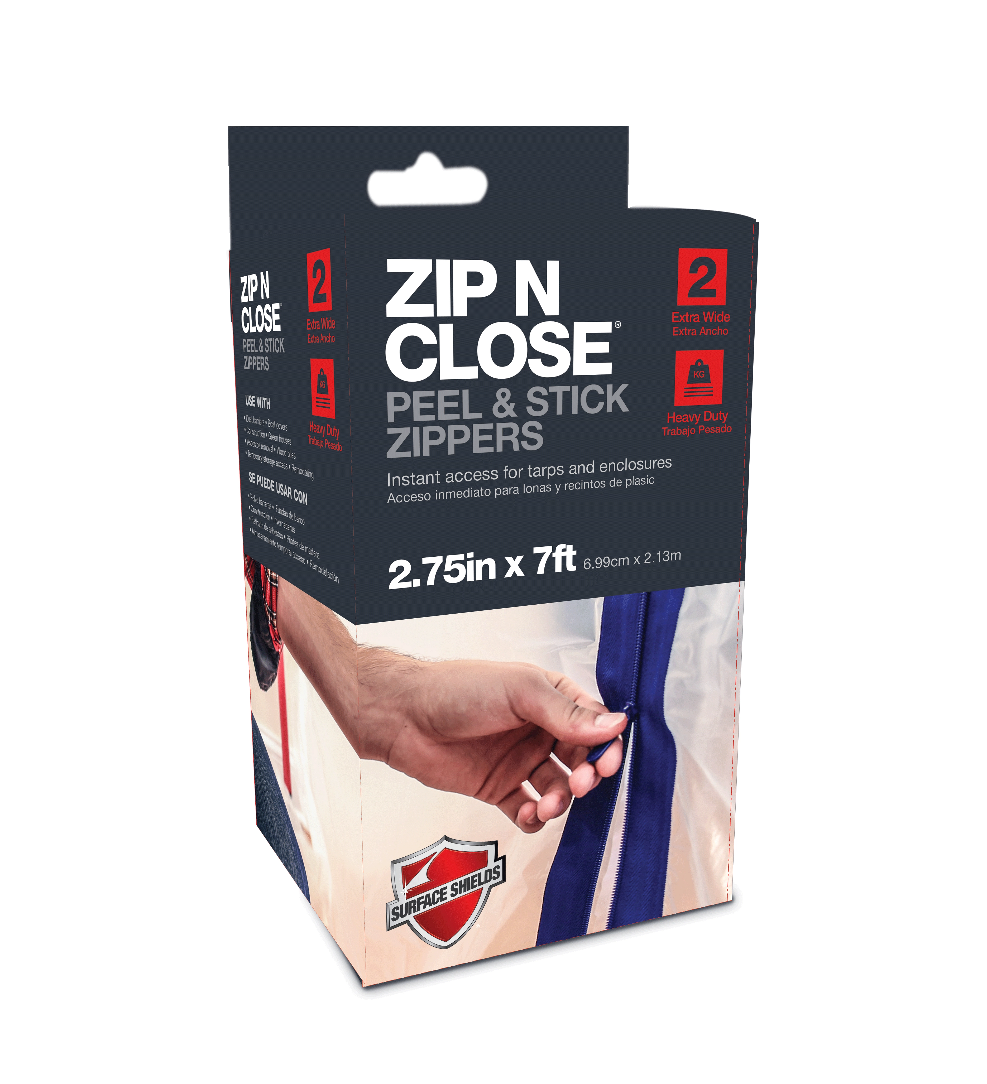 Surface Shields 3" x 7' Zip N Close Blue Self Adhesive Zippers