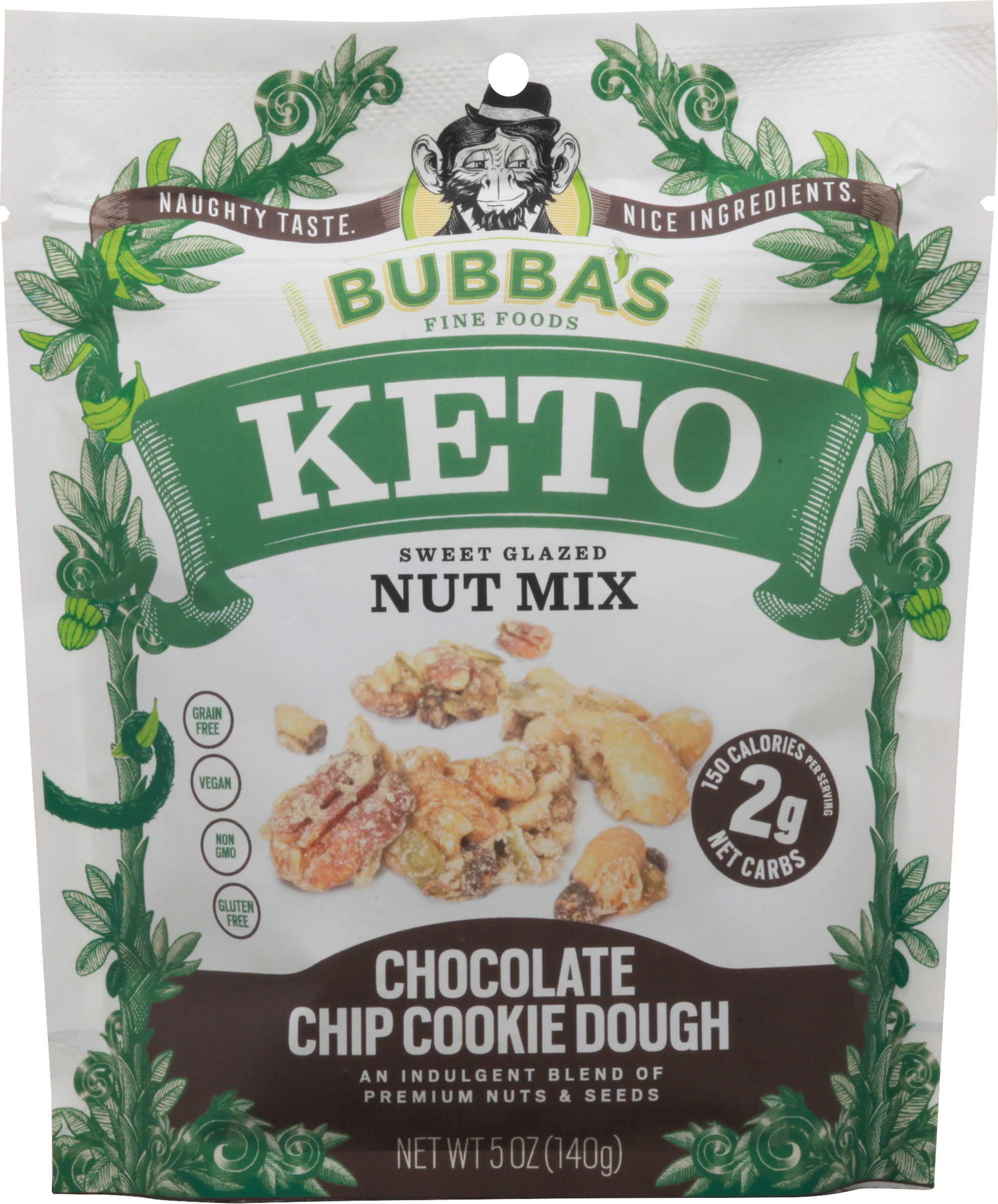 Nut Mix, Sweet Glazed, Chocolate Chip cookie Dough, Keto
